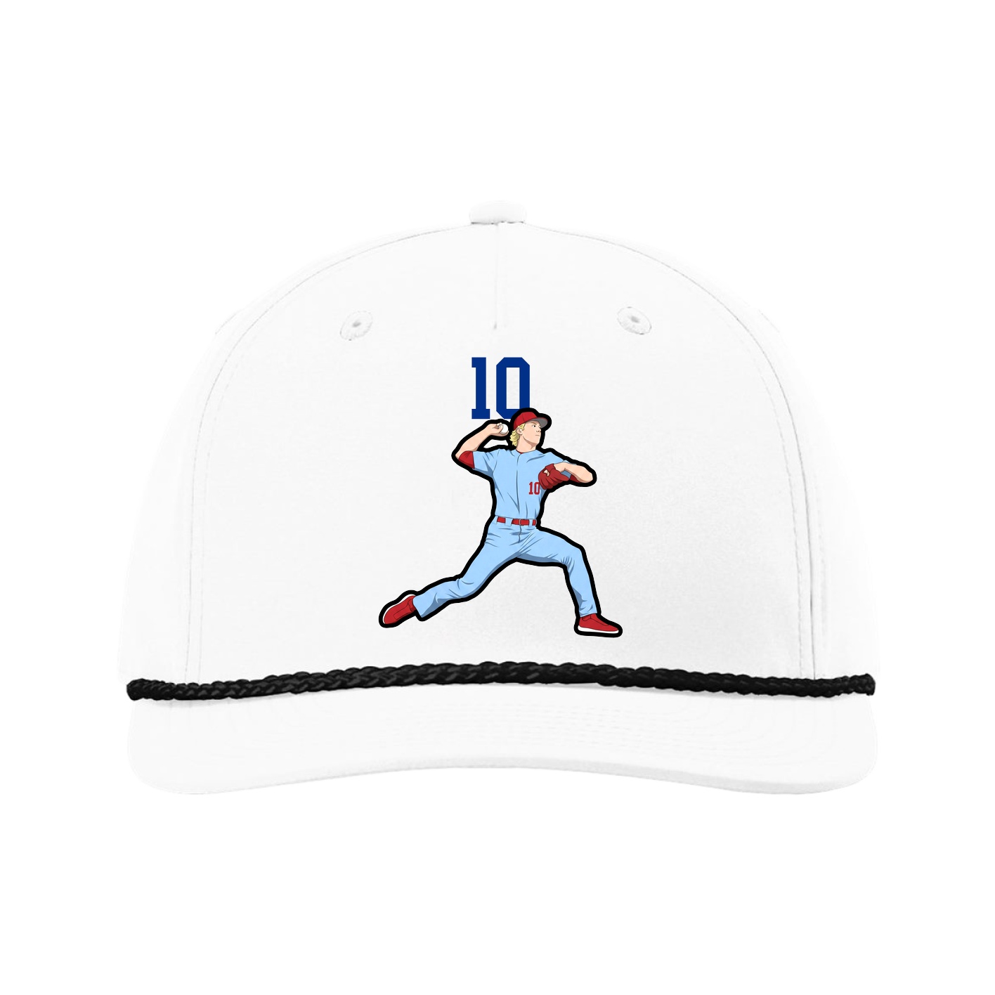 Five-Panel Classic Rope Cap — Number Top in White