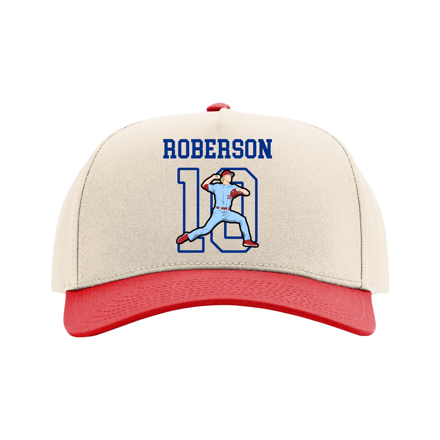 Full Fabric Five-Panel Champ Cap — Shirsey in Cream/Red