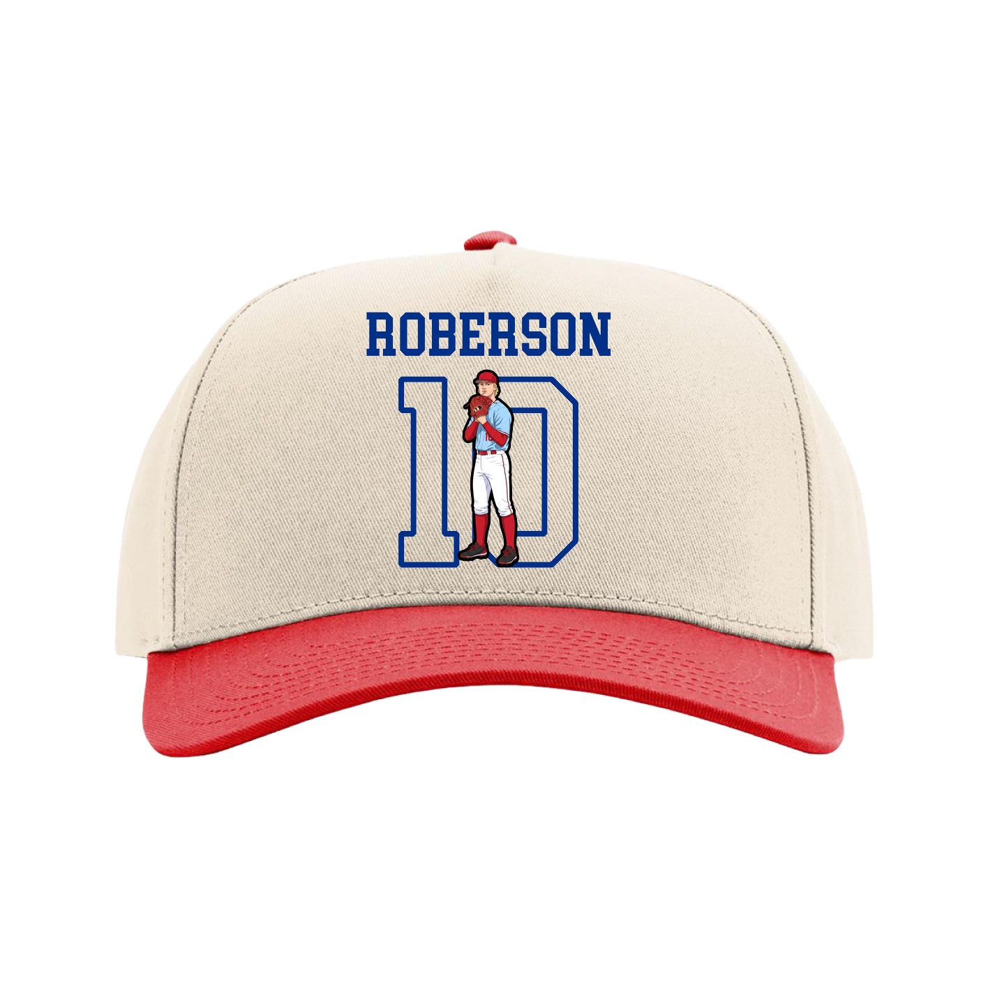 Full Fabric Five-Panel Champ Cap — Shirsey in Cream/Red