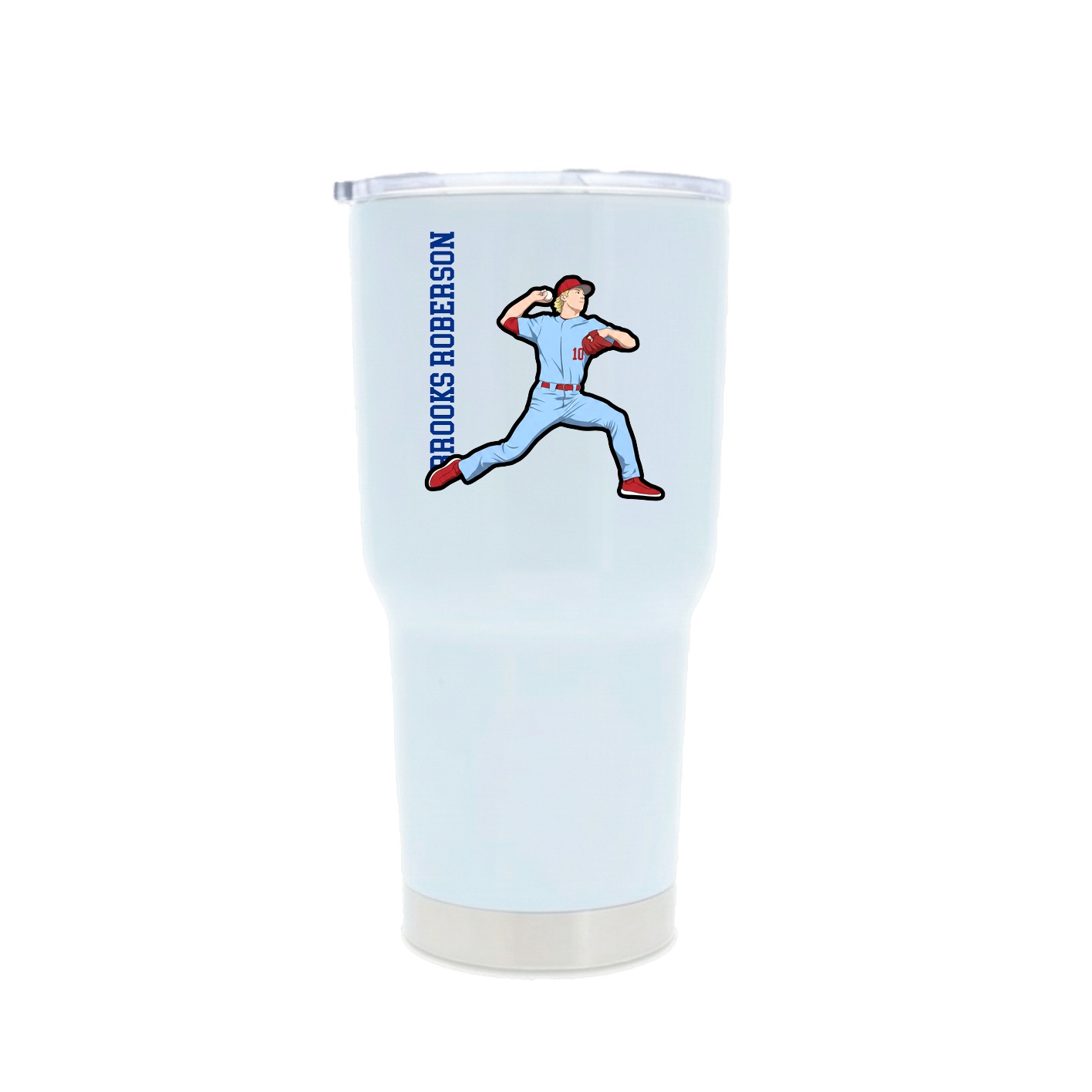 30oz Stainless Steel Tumbler — Name Vertical in White