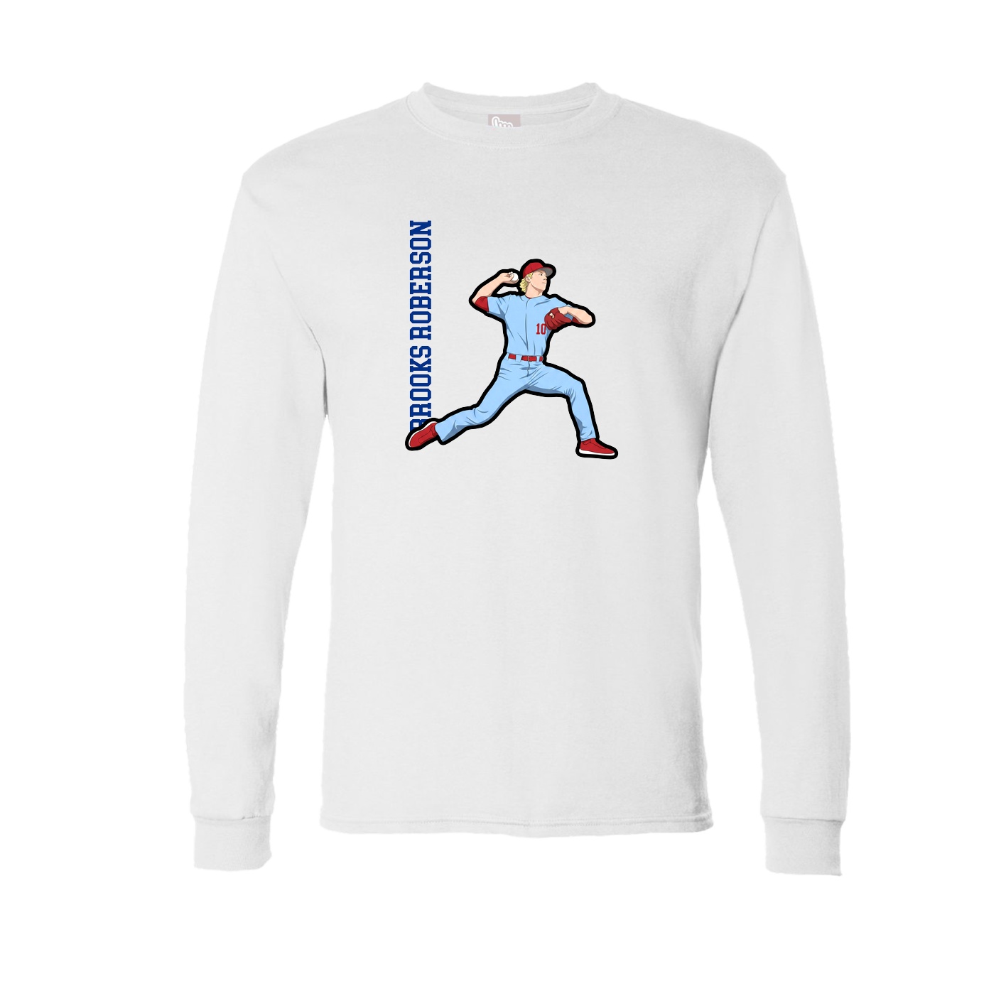 Long Sleeve Tee — Name Vertical in White