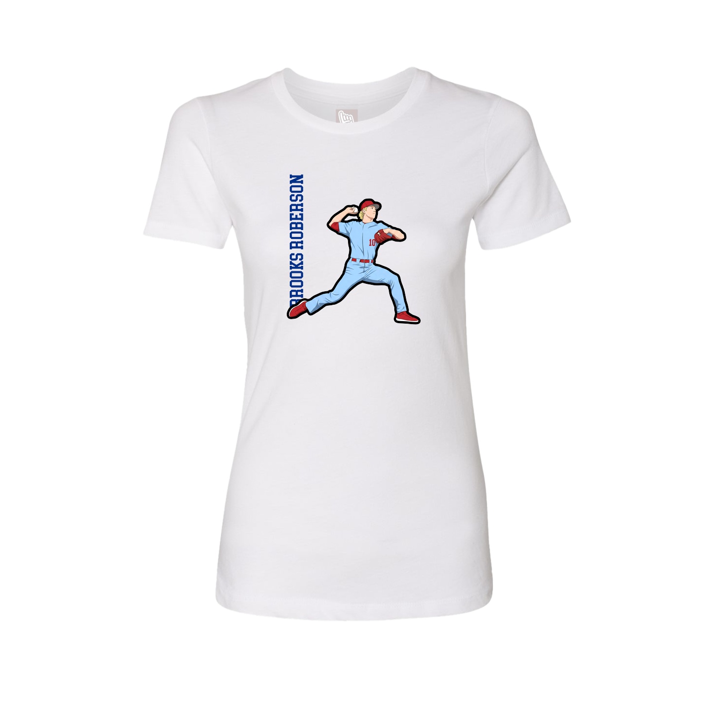 Fitted Women's Tee — Name Vertical in White