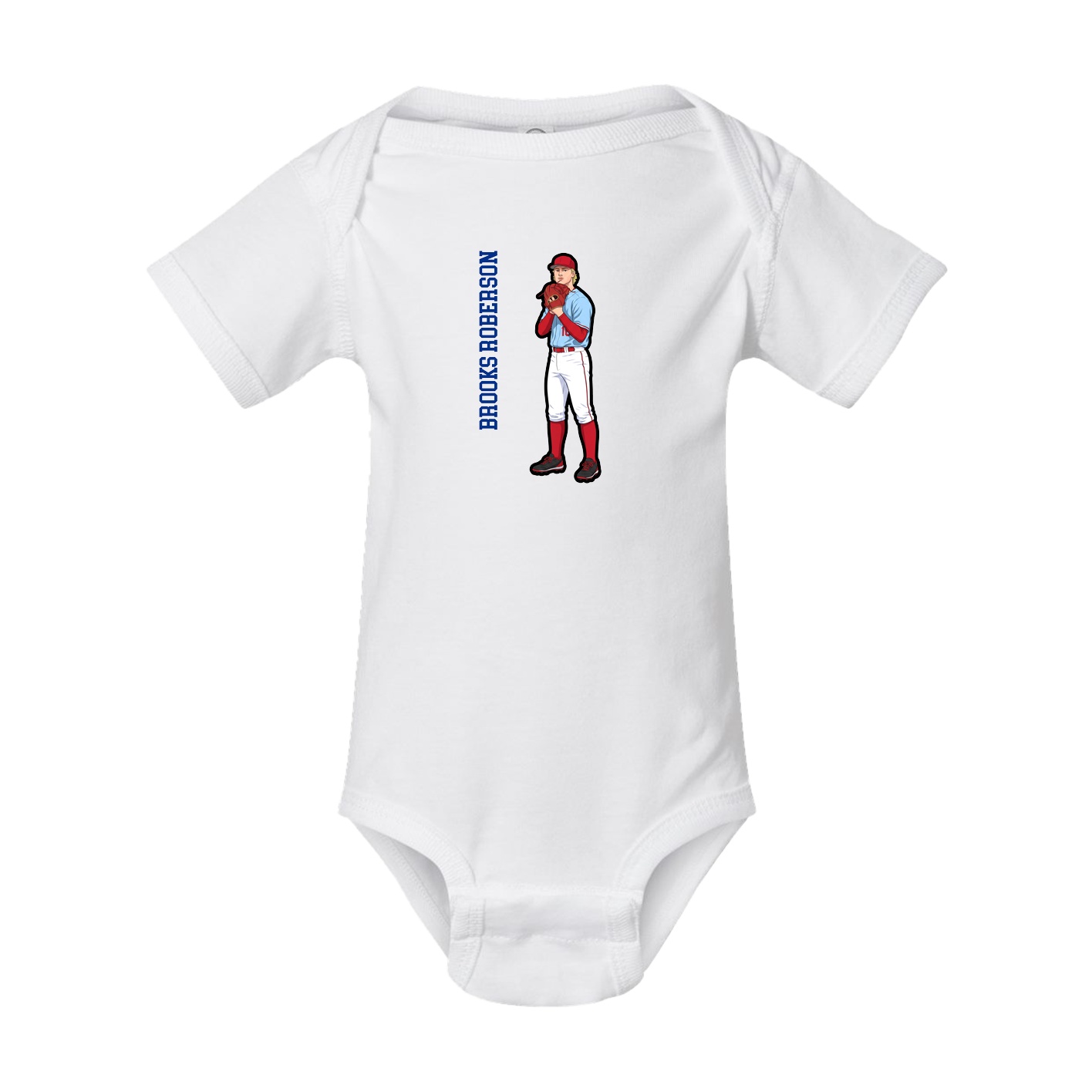 Baby Onesie — Name Vertical in White