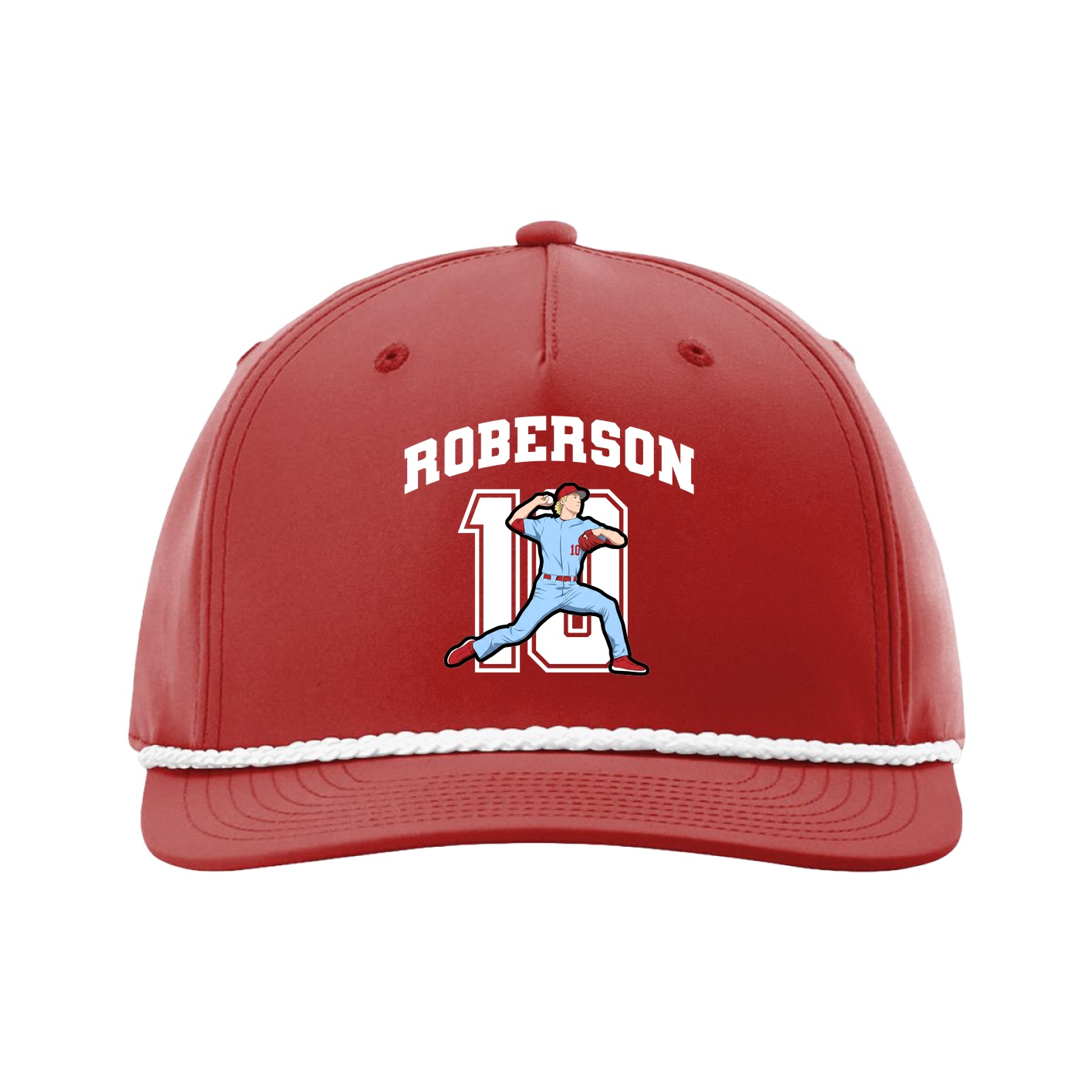 Five-Panel Classic Rope Cap — Number in Red