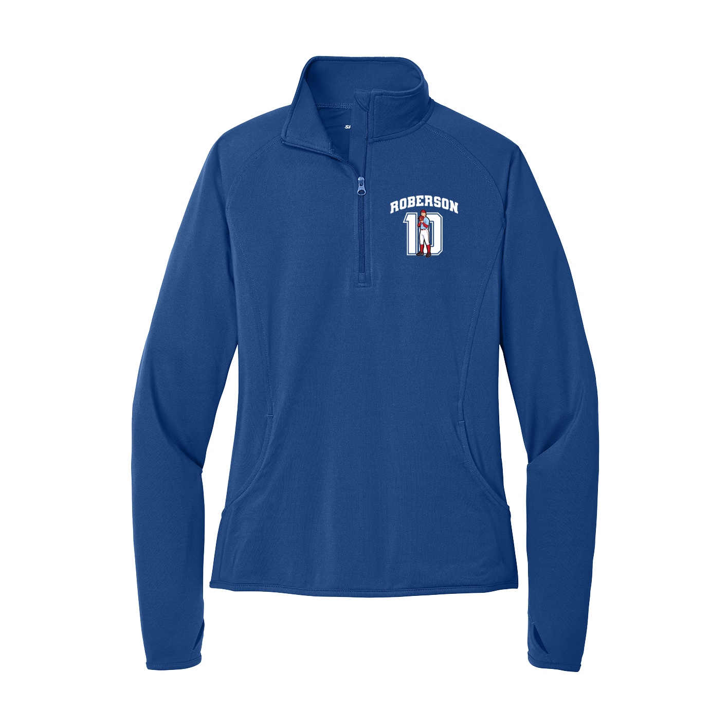 Women's Q-Zip Pullover — Number in Royal