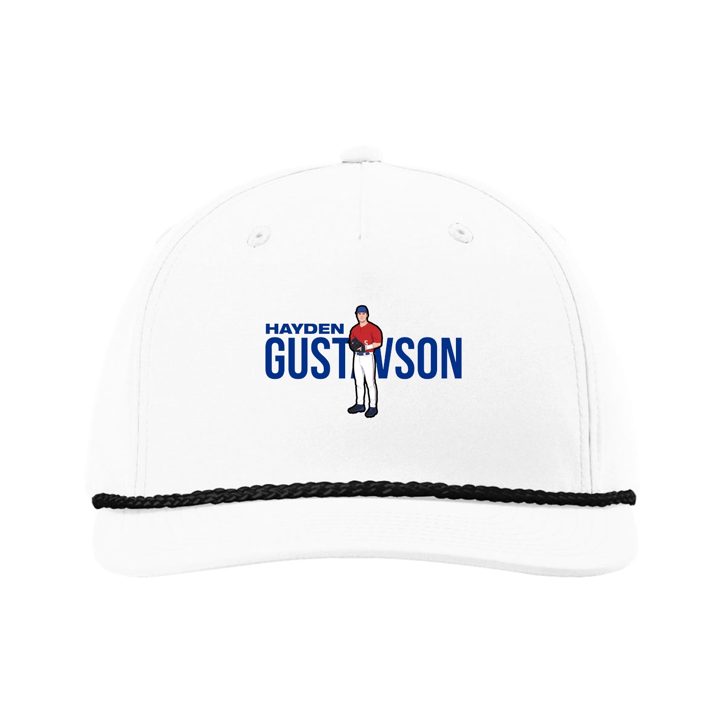 Five-Panel Classic Rope Cap — Player Name in White