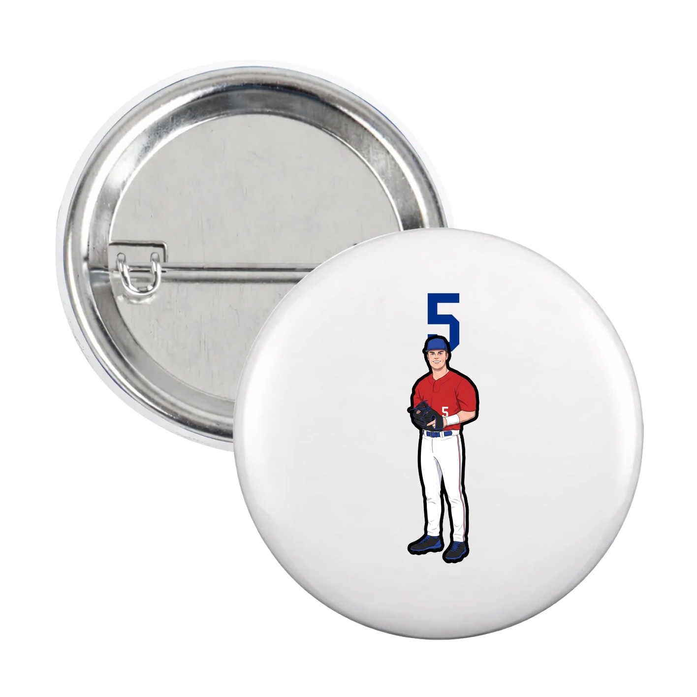 Game Day Button — Number Top in White
