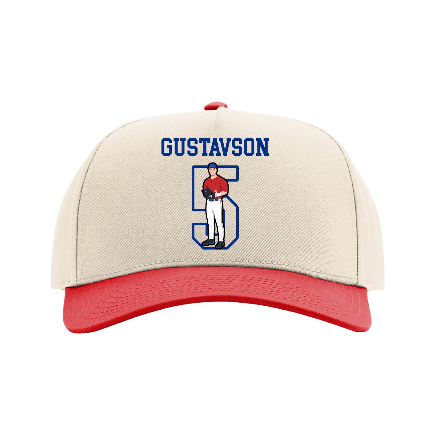 Full Fabric Five-Panel Champ Cap — Shirsey in Cream/Red