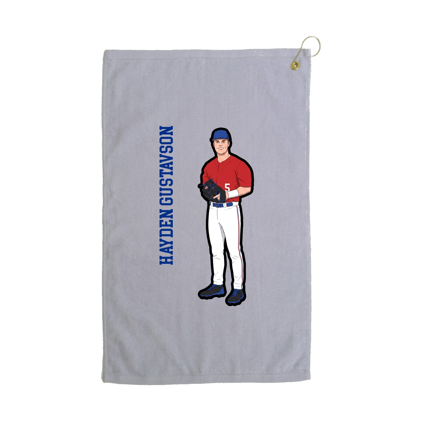 Golf Towel — Name Vertical in Grey