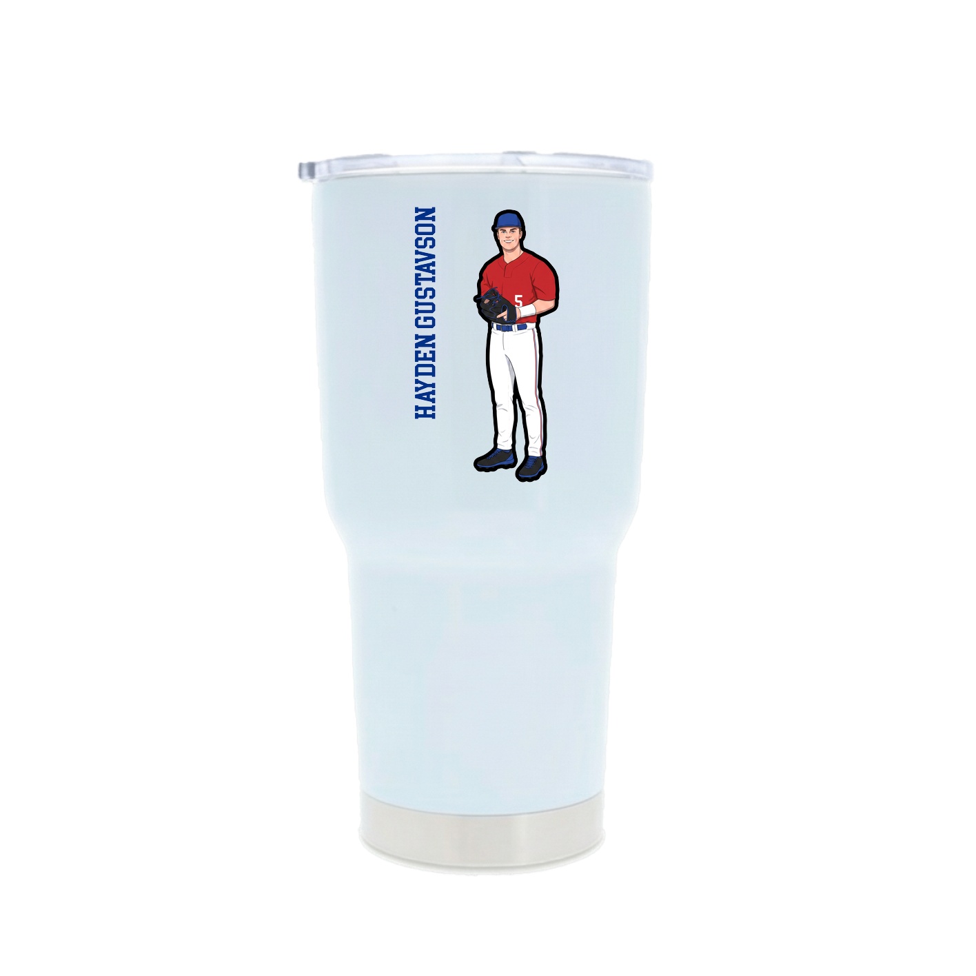 30oz Stainless Steel Tumbler — Name Vertical in White