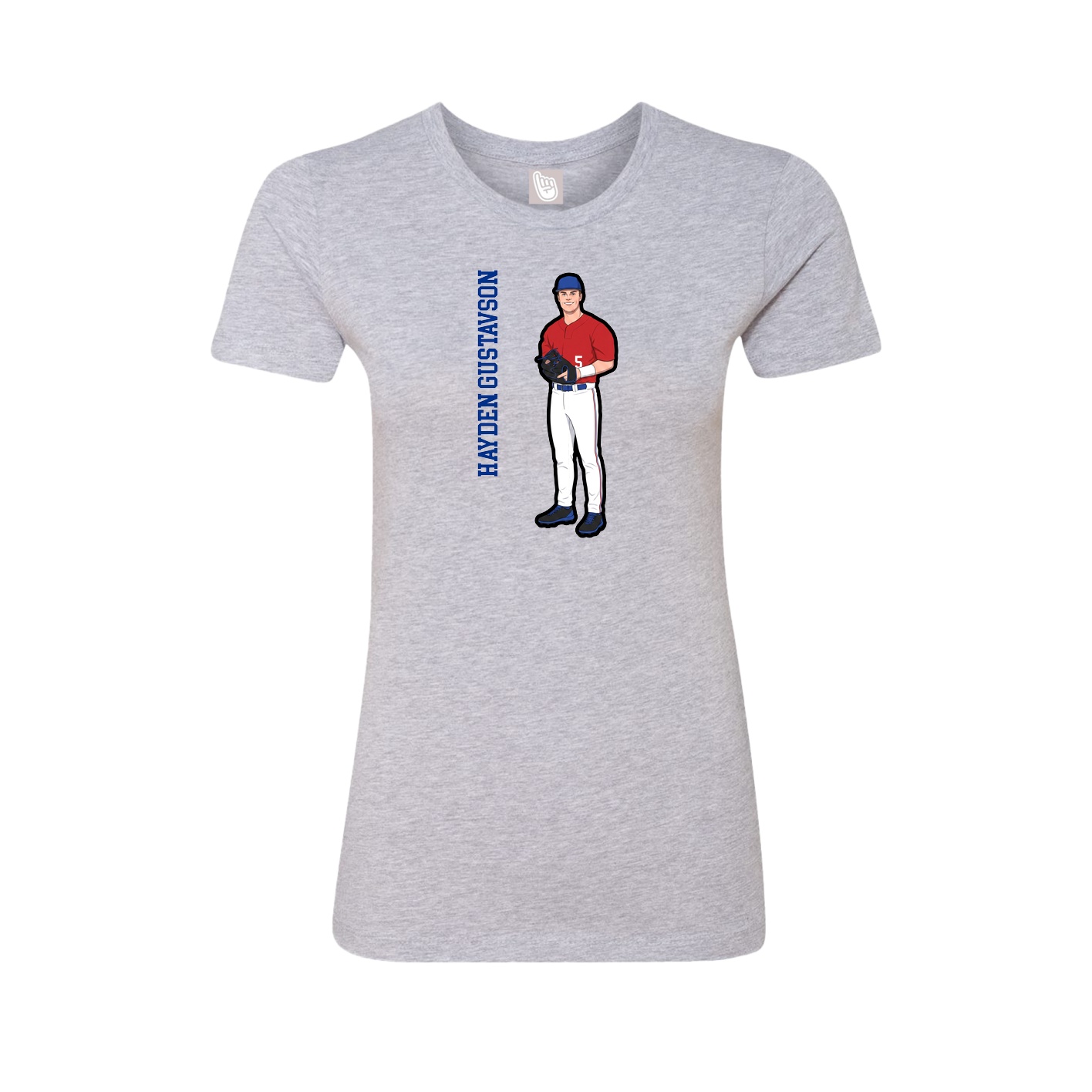 Fitted Women's Tee — Name Vertical in Grey
