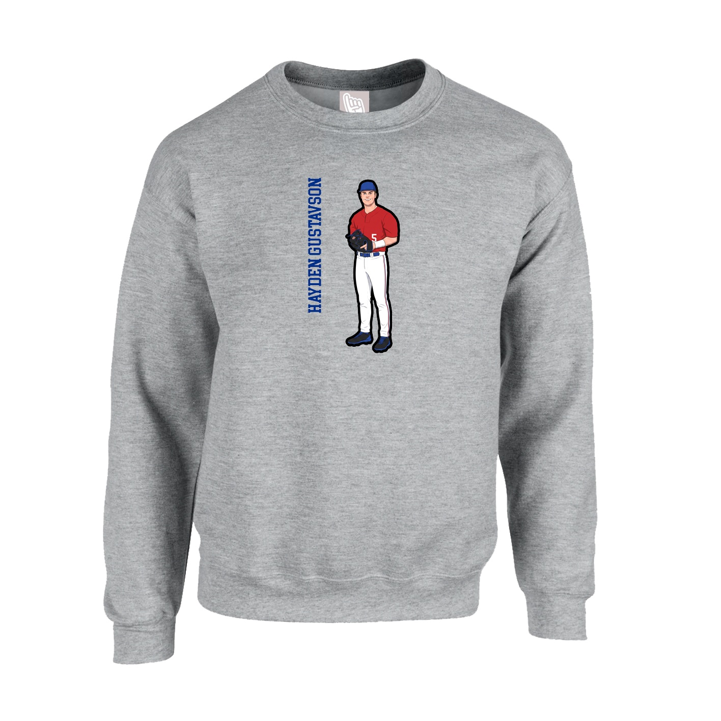 Fleece Crew — Name Vertical in Grey