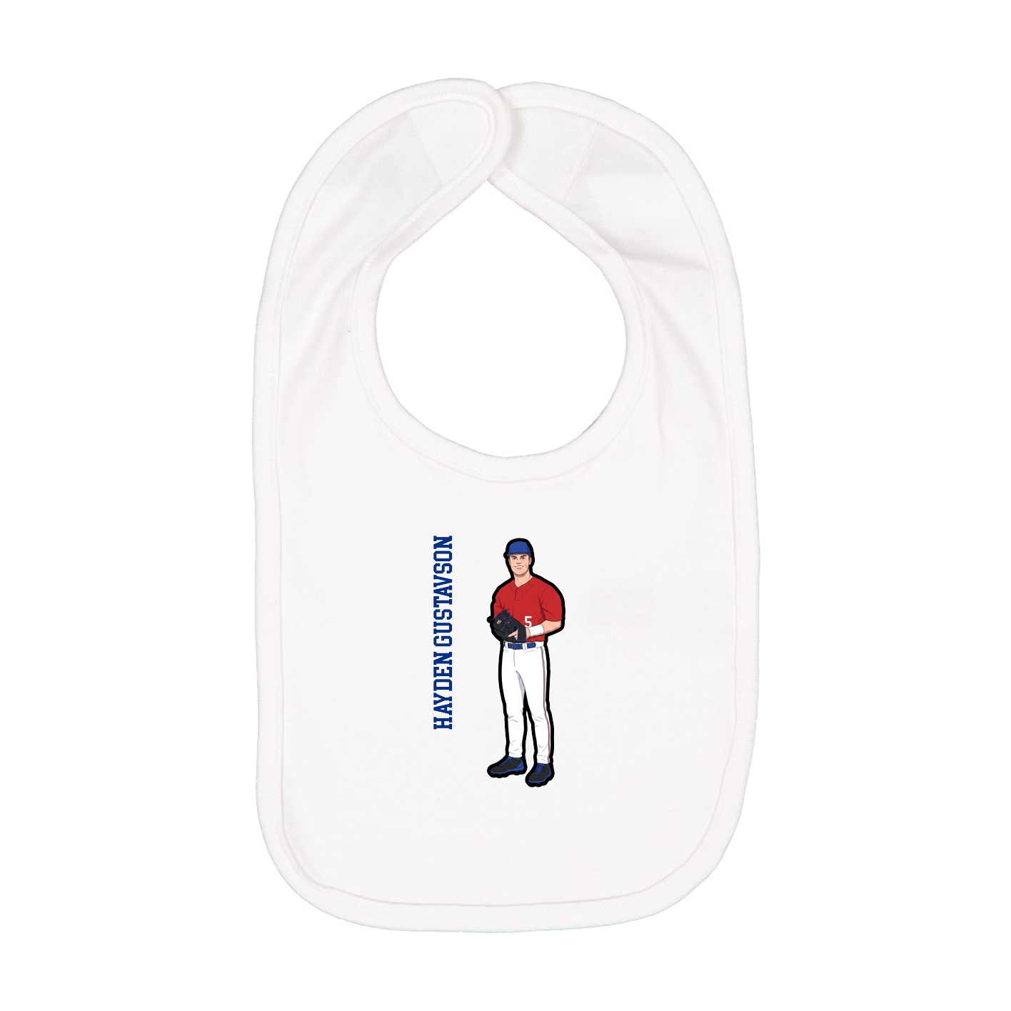 Infant Bib — Name Vertical in White