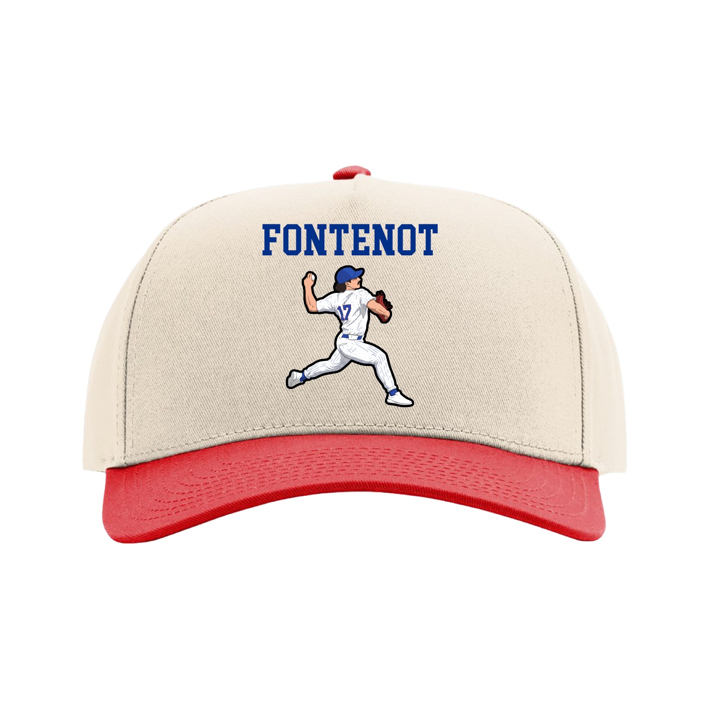 Full Fabric Five-Panel Champ Cap — Shirsey in Cream/Red