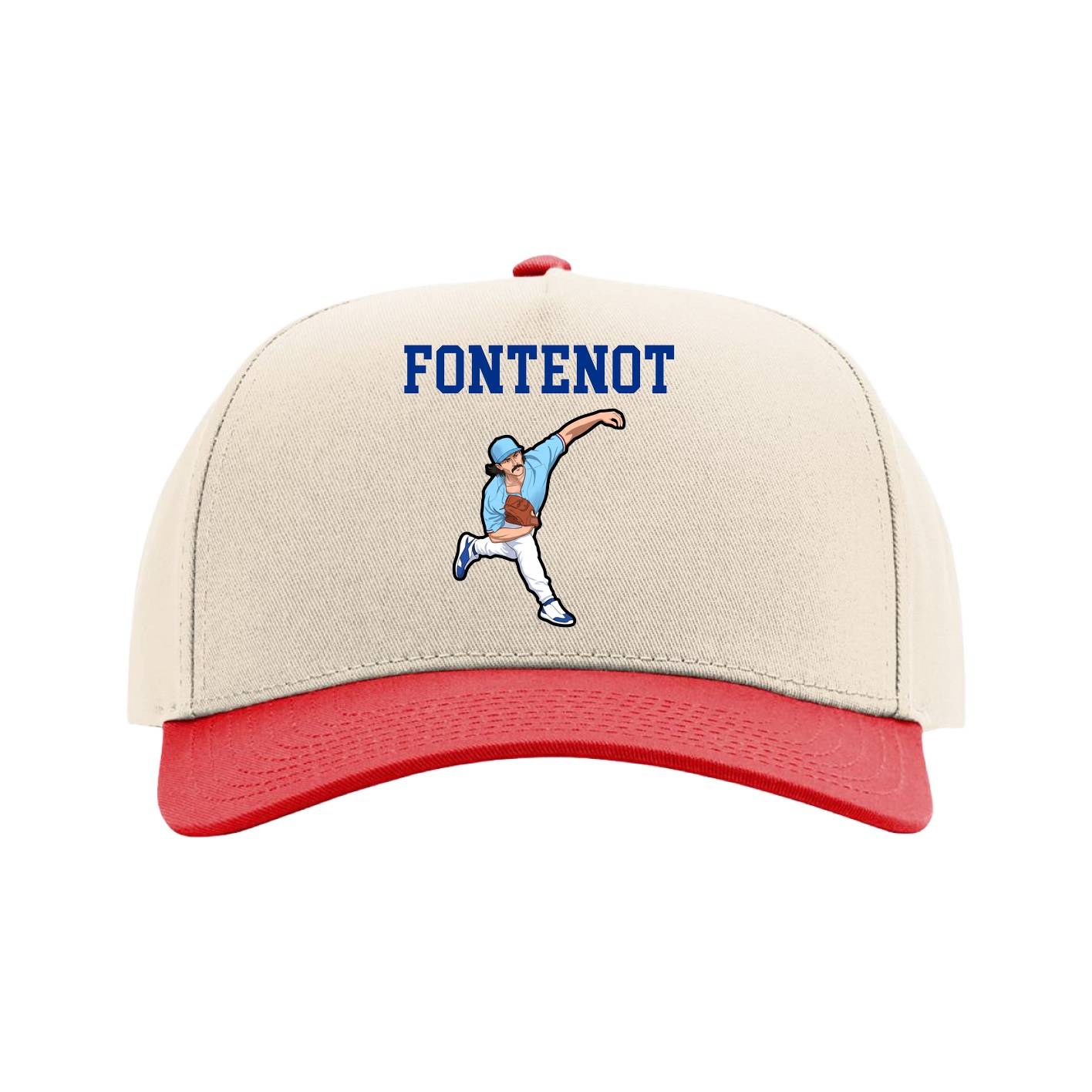 Full Fabric Five-Panel Champ Cap — Shirsey in Cream/Red