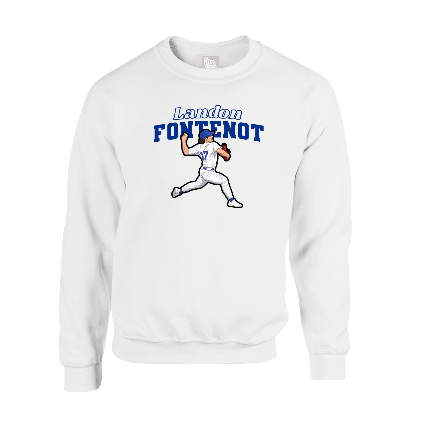 Fleece Crew — Name Arch in White