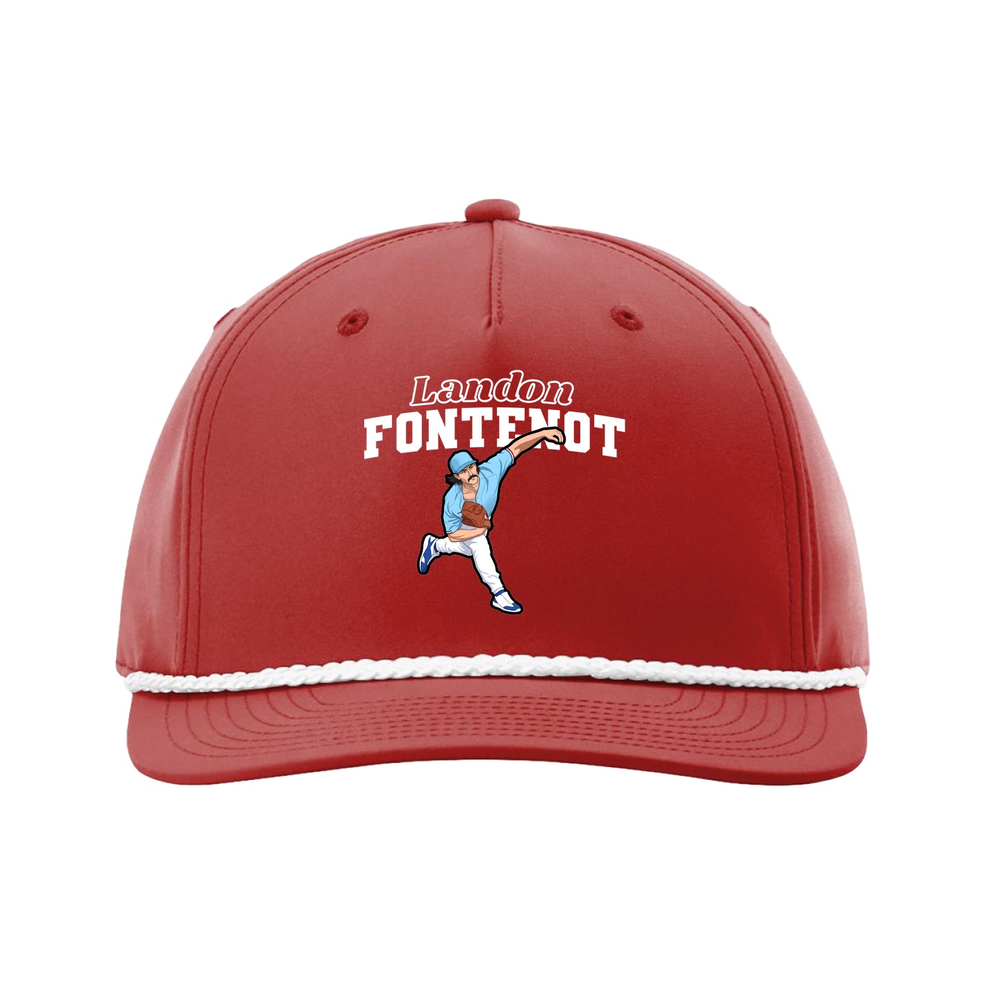 Five-Panel Classic Rope Cap — Name Arch in Red