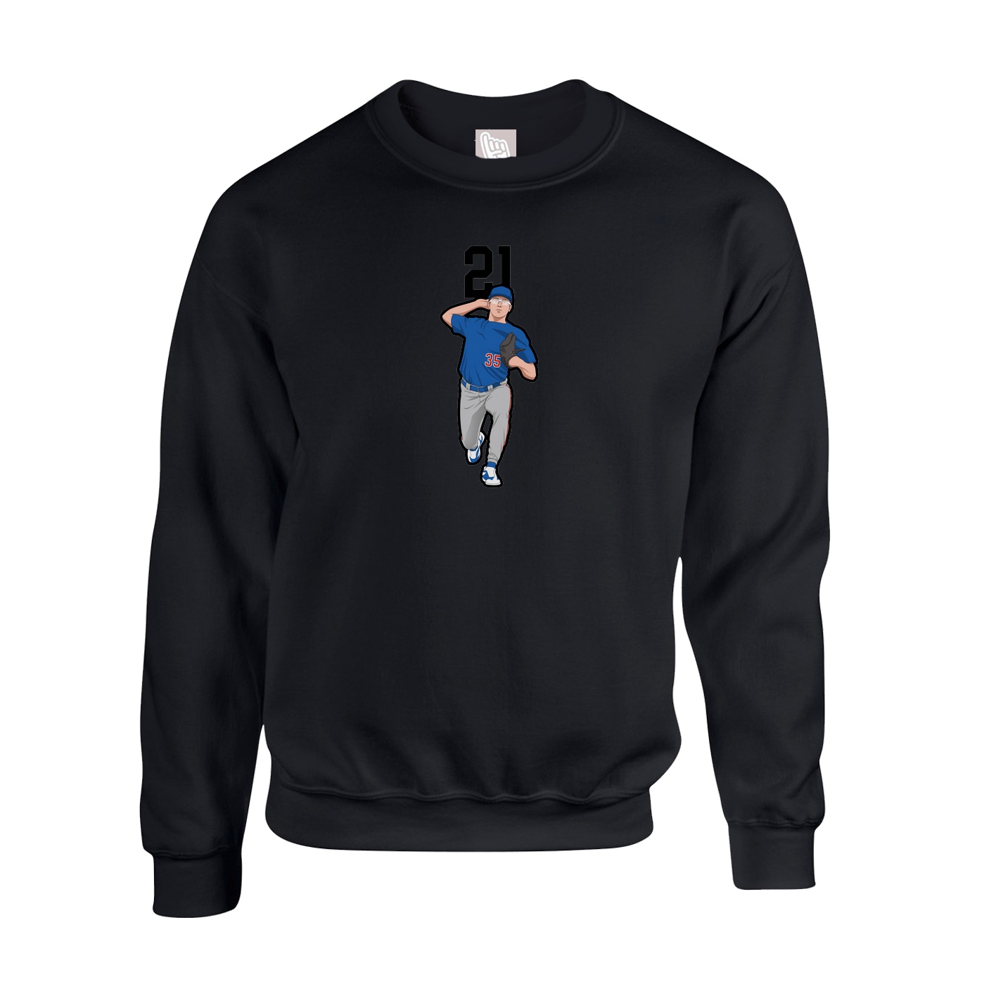 Fleece Crew — Number Top in Black