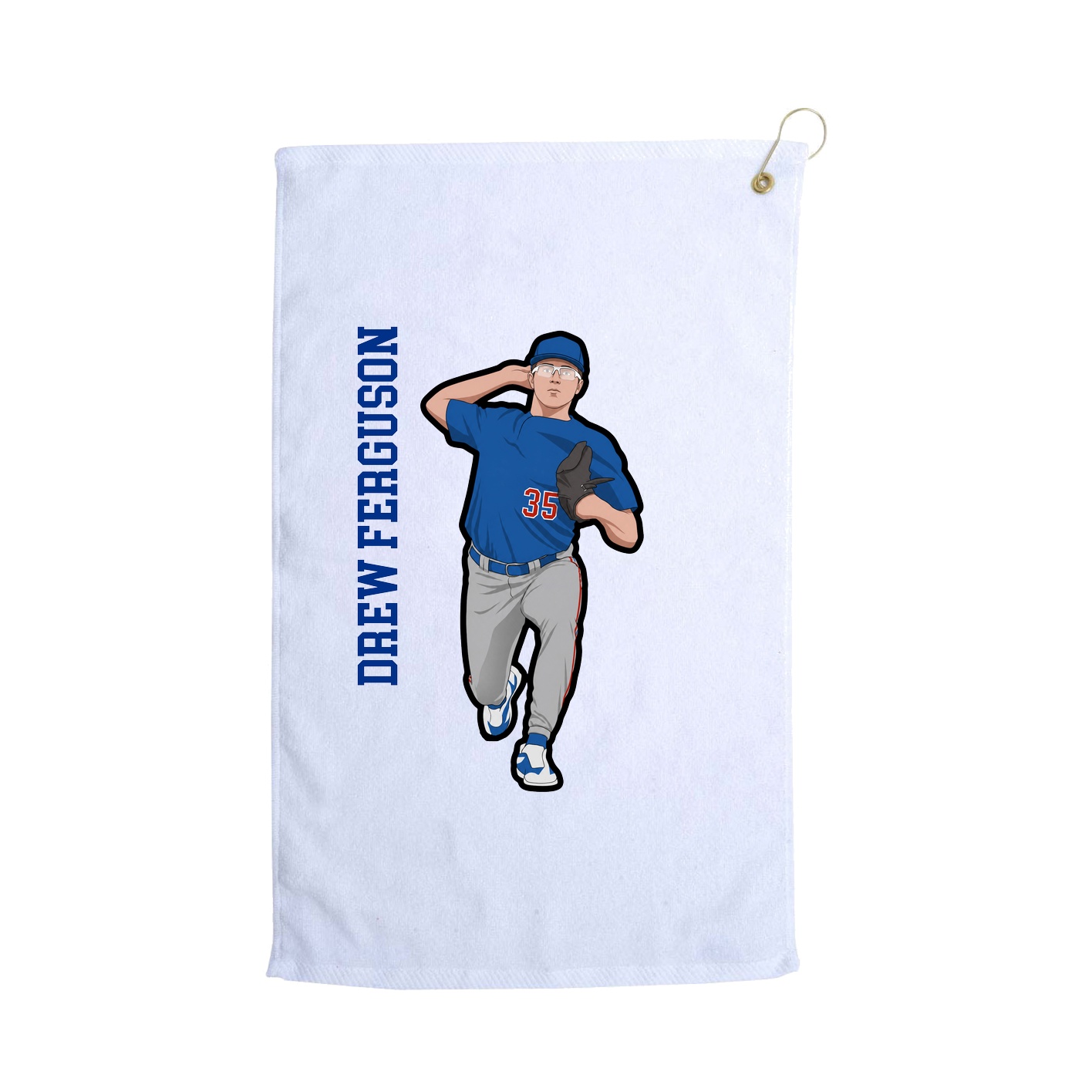 Golf Towel — Name Vertical in White