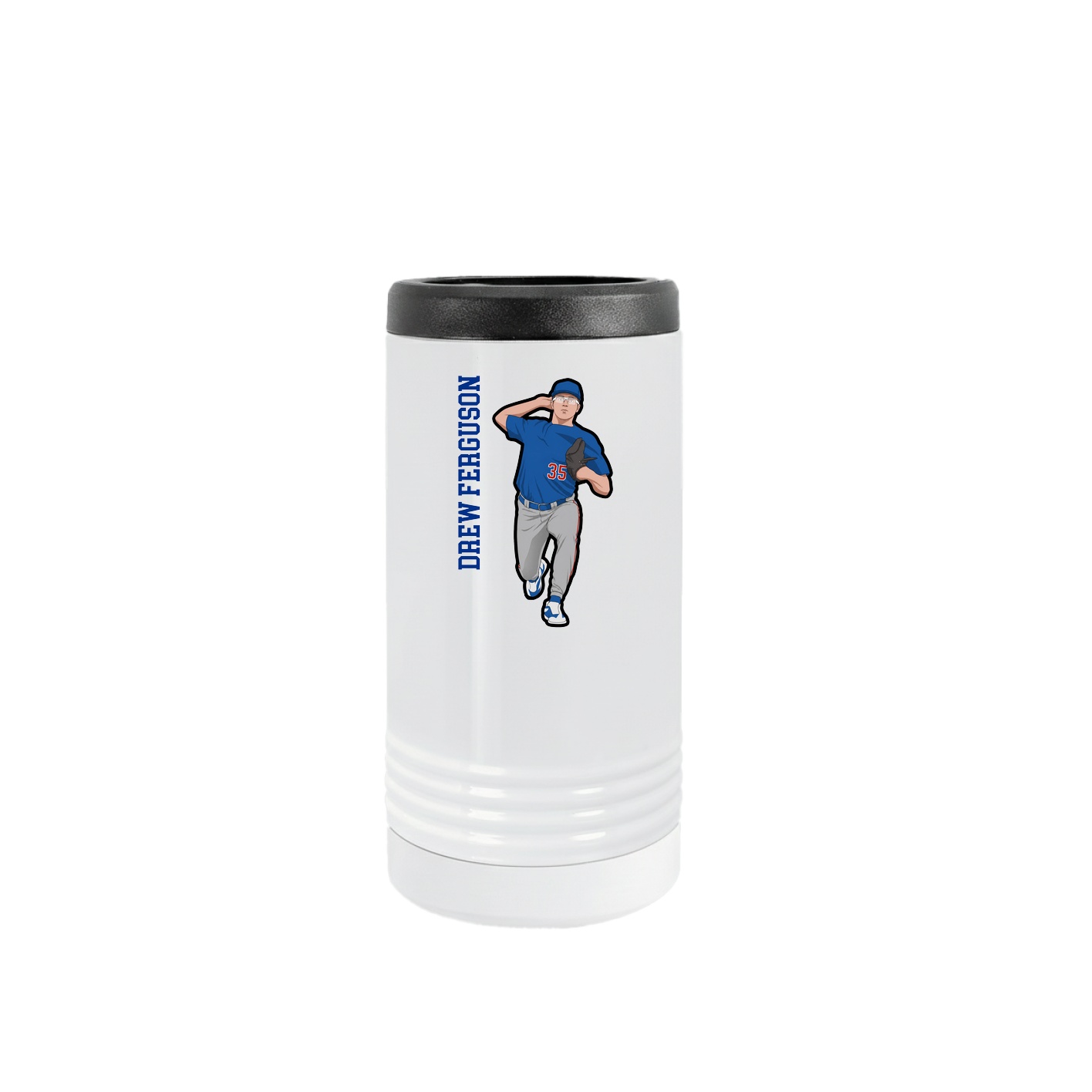 Slim Beverage Holder — Name Vertical in White