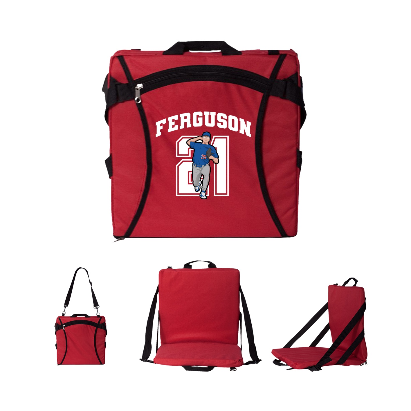 Folding Stadium Seat — Number in Red