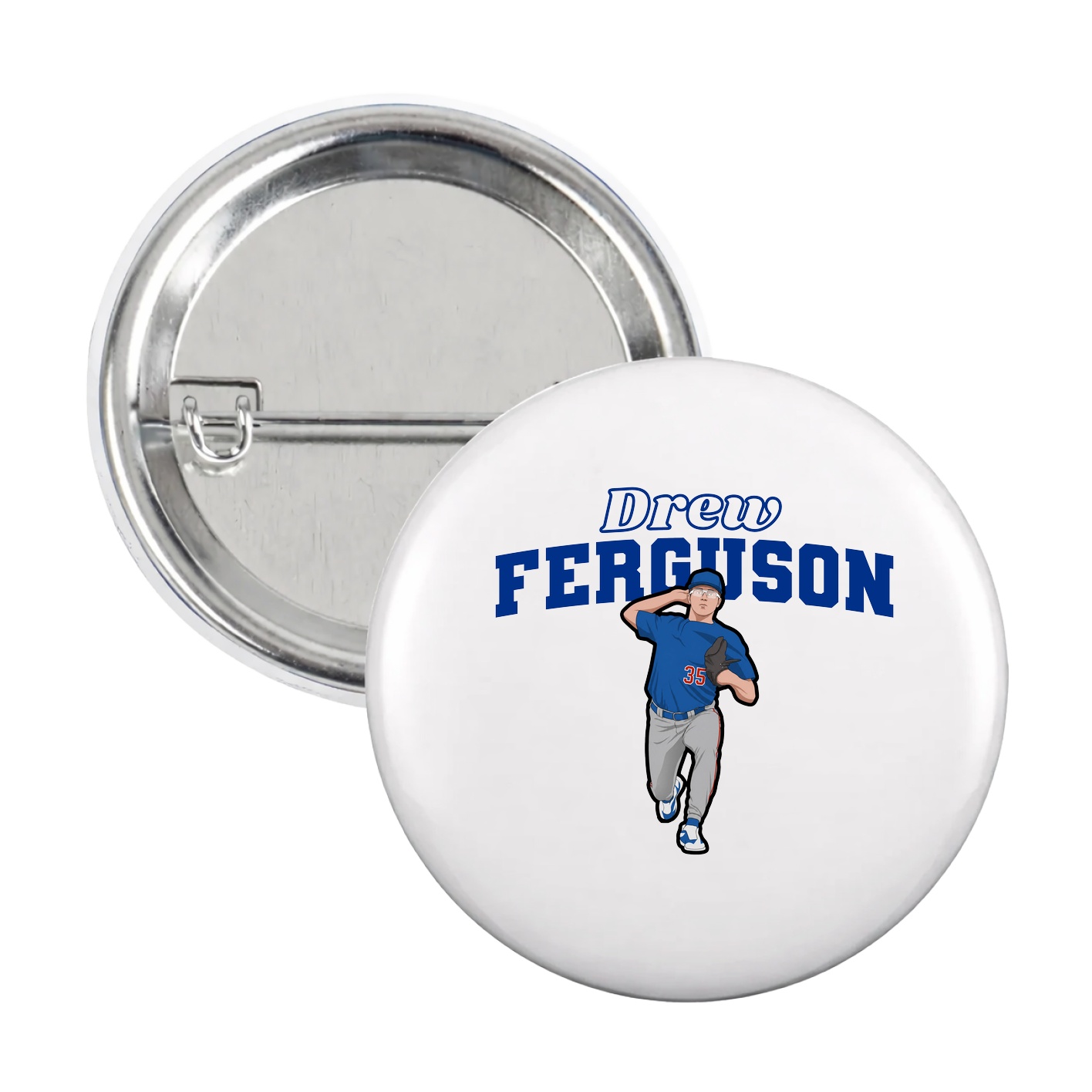 Game Day Button — Name Arch in White