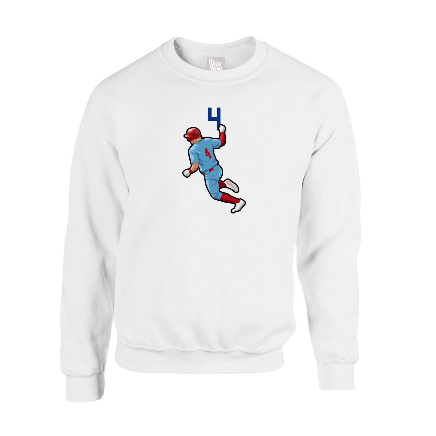 Fleece Crew — Number Top in White