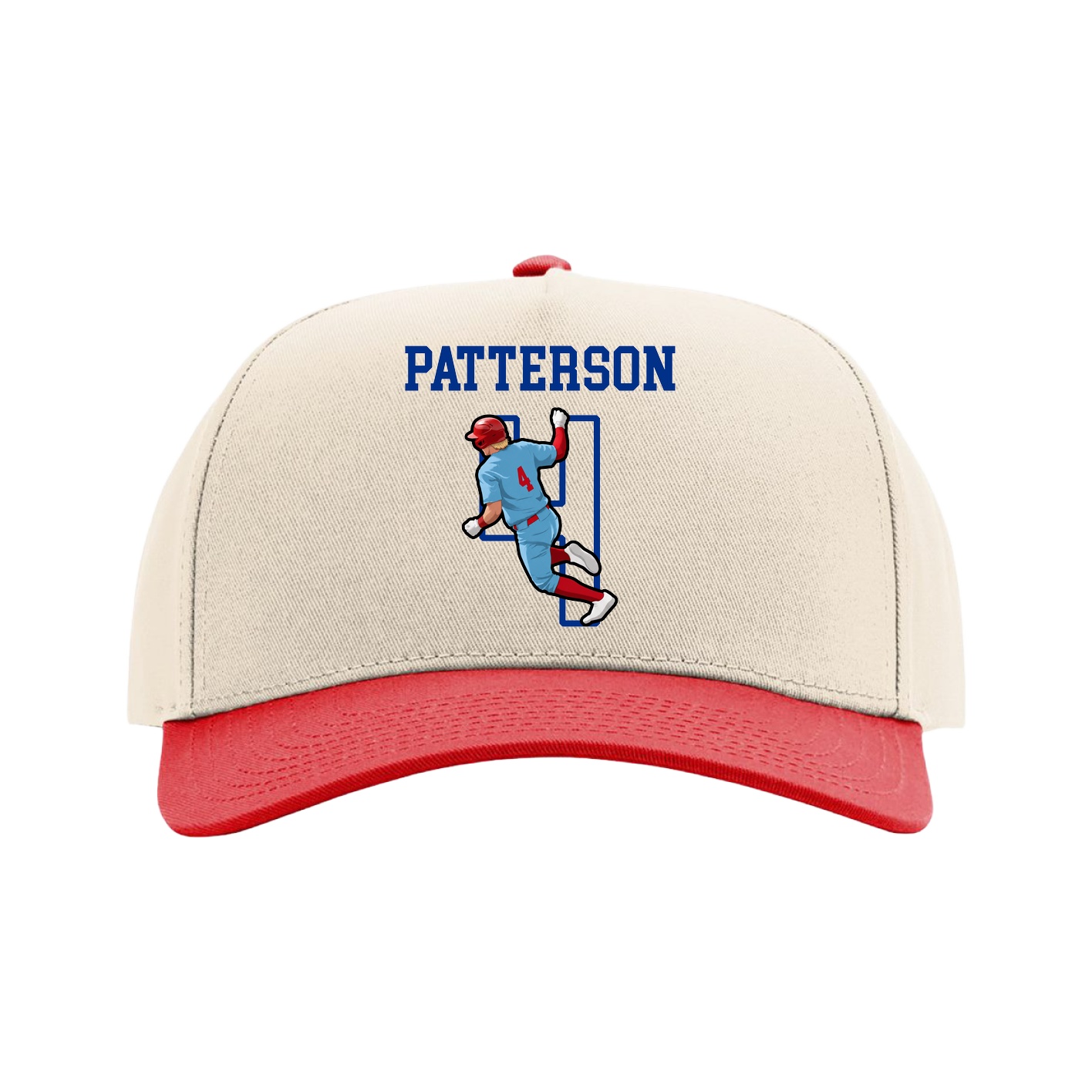Full Fabric Five-Panel Champ Cap — Shirsey in Cream/Red