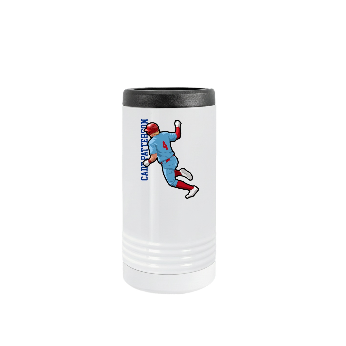 Slim Beverage Holder — Name Vertical in White