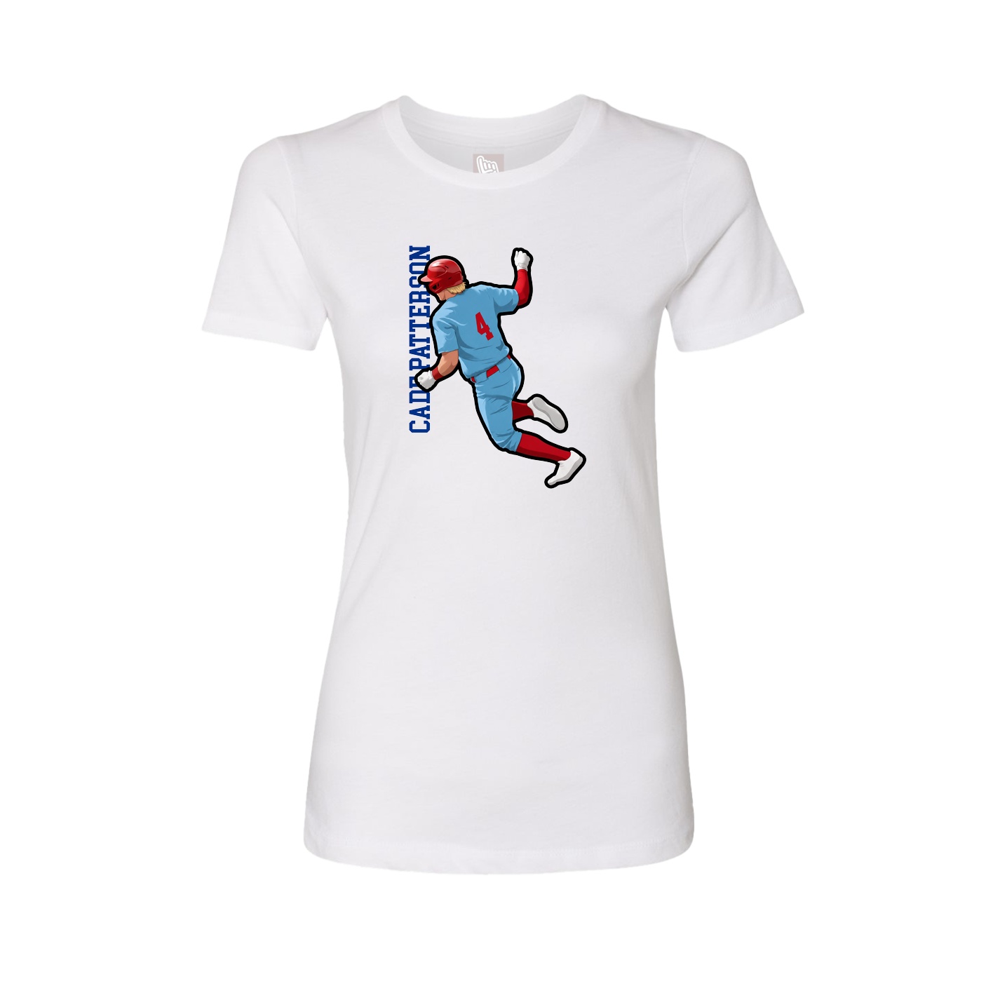 Fitted Women's Tee — Name Vertical in White