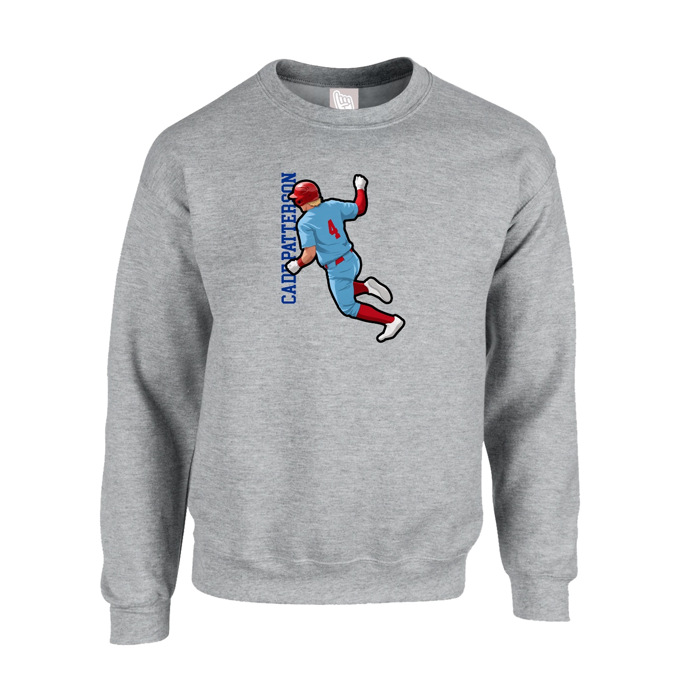 Fleece Crew — Name Vertical in Grey