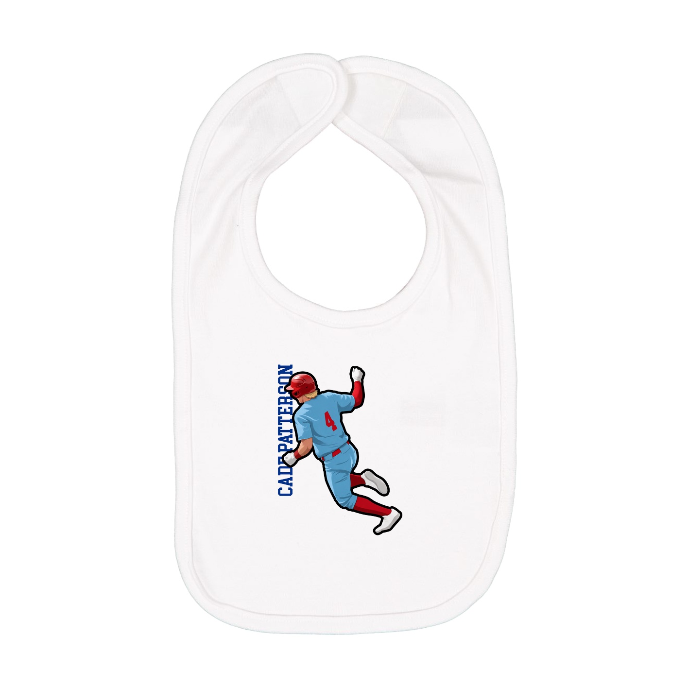 Infant Bib — Name Vertical in White