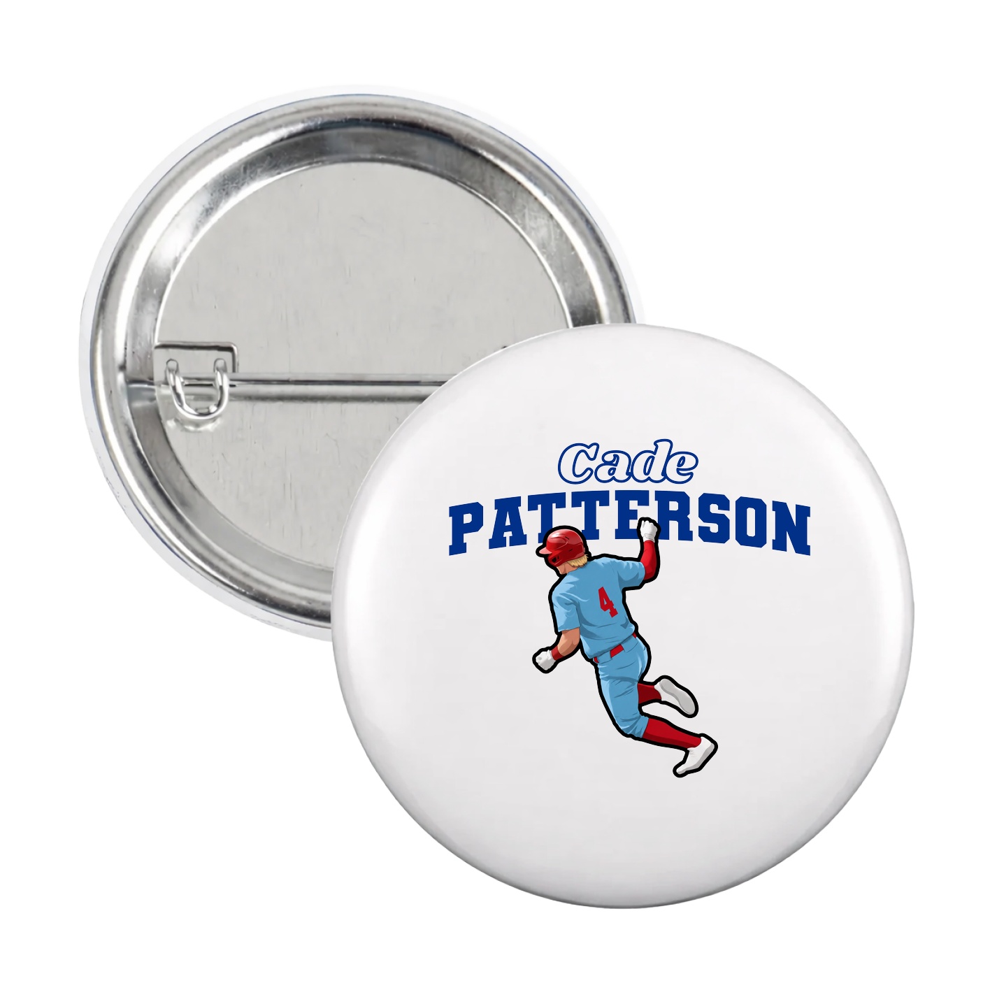 Game Day Button — Name Arch in White