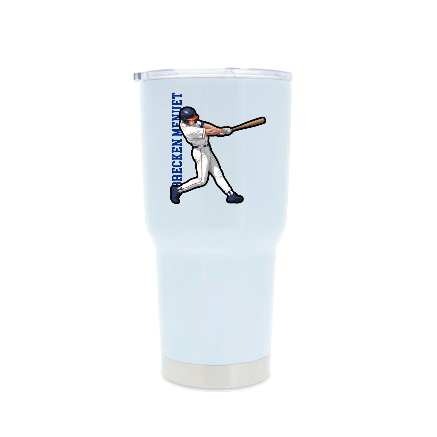 30oz Stainless Steel Tumbler — Name Vertical in White