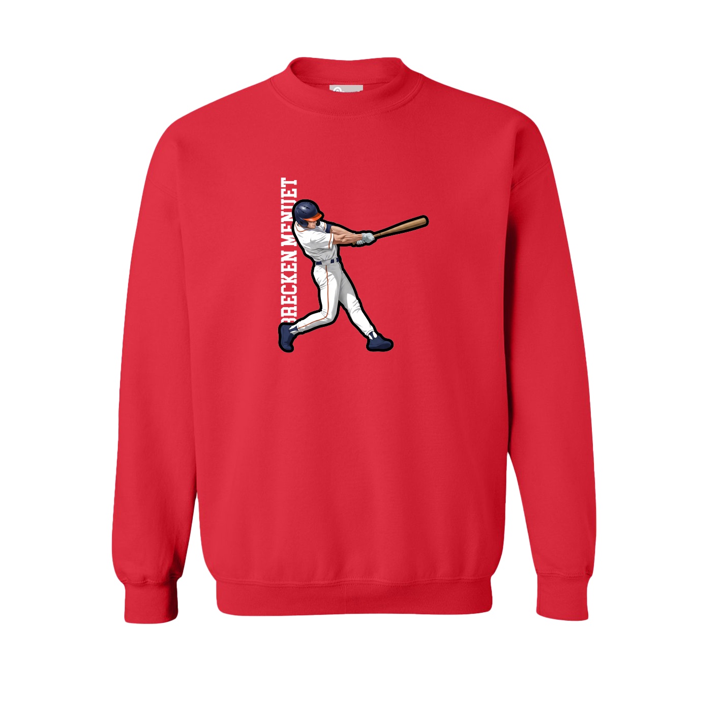 Fleece Crew — Name Vertical in Red