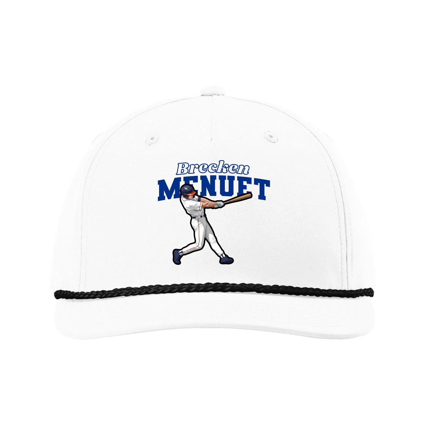 Five-Panel Classic Rope Cap — Name Arch in White