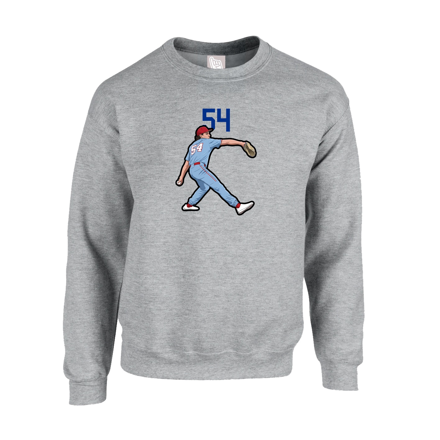 Fleece Crew — Number Top in Grey