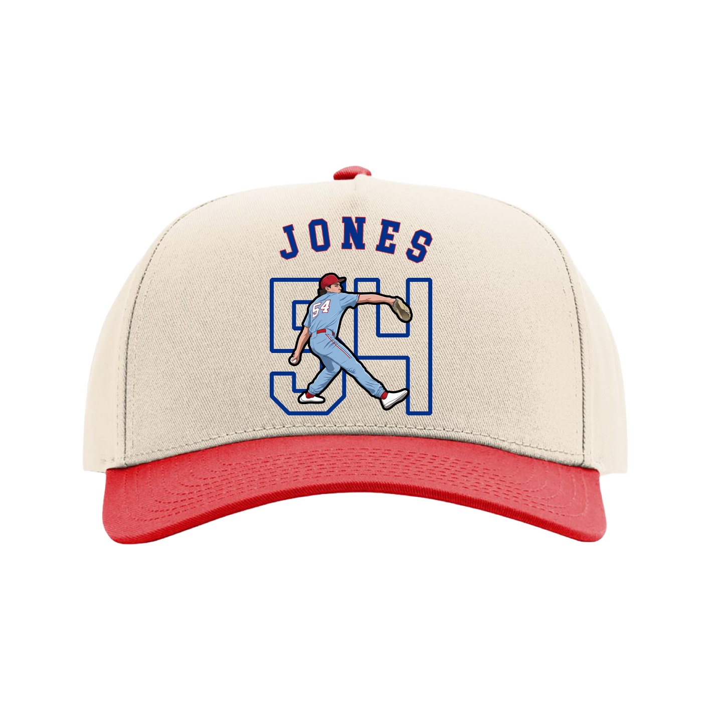 Full Fabric Five-Panel Champ Cap — Shirsey Arch in Cream/Red