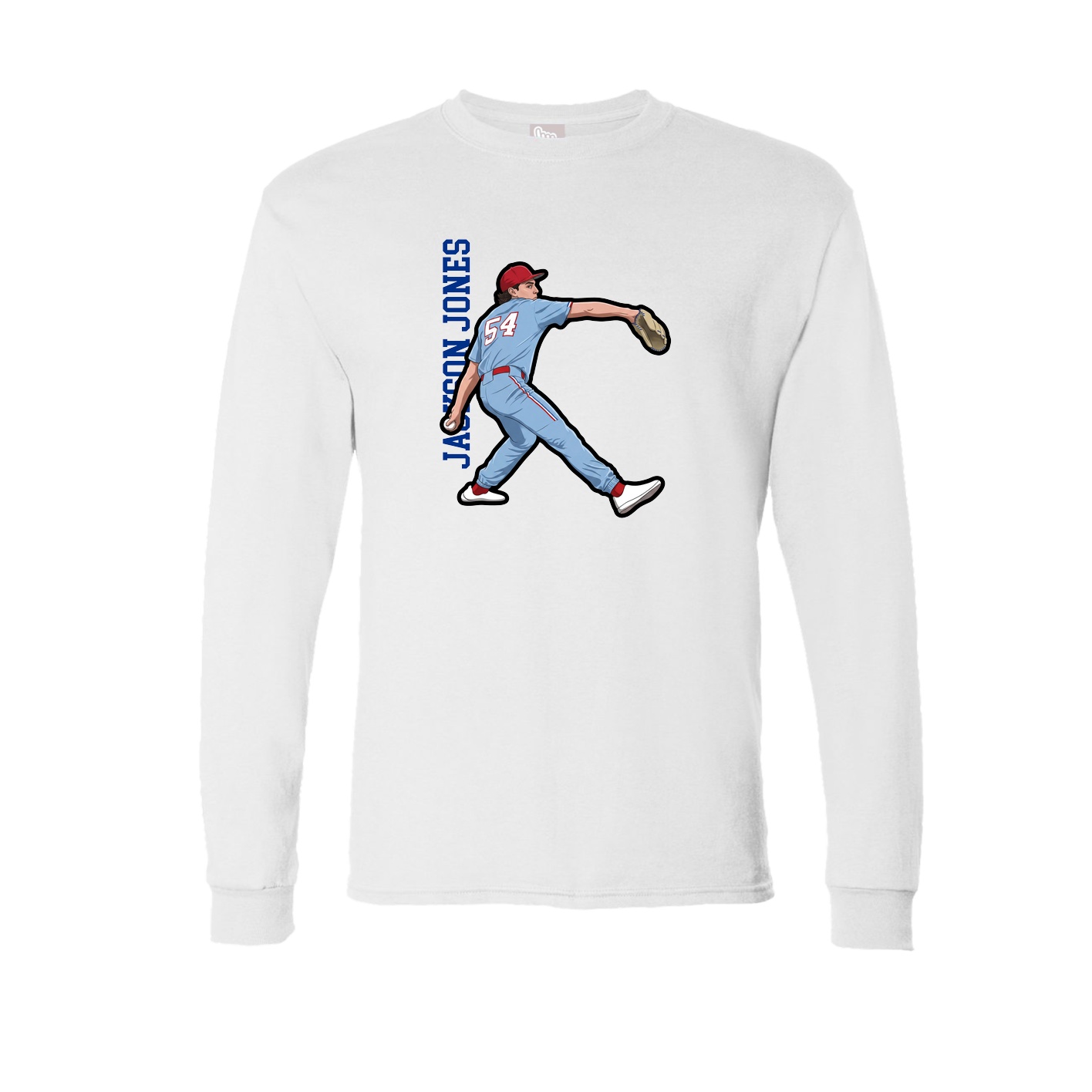 Long Sleeve Tee — Name Vertical in White