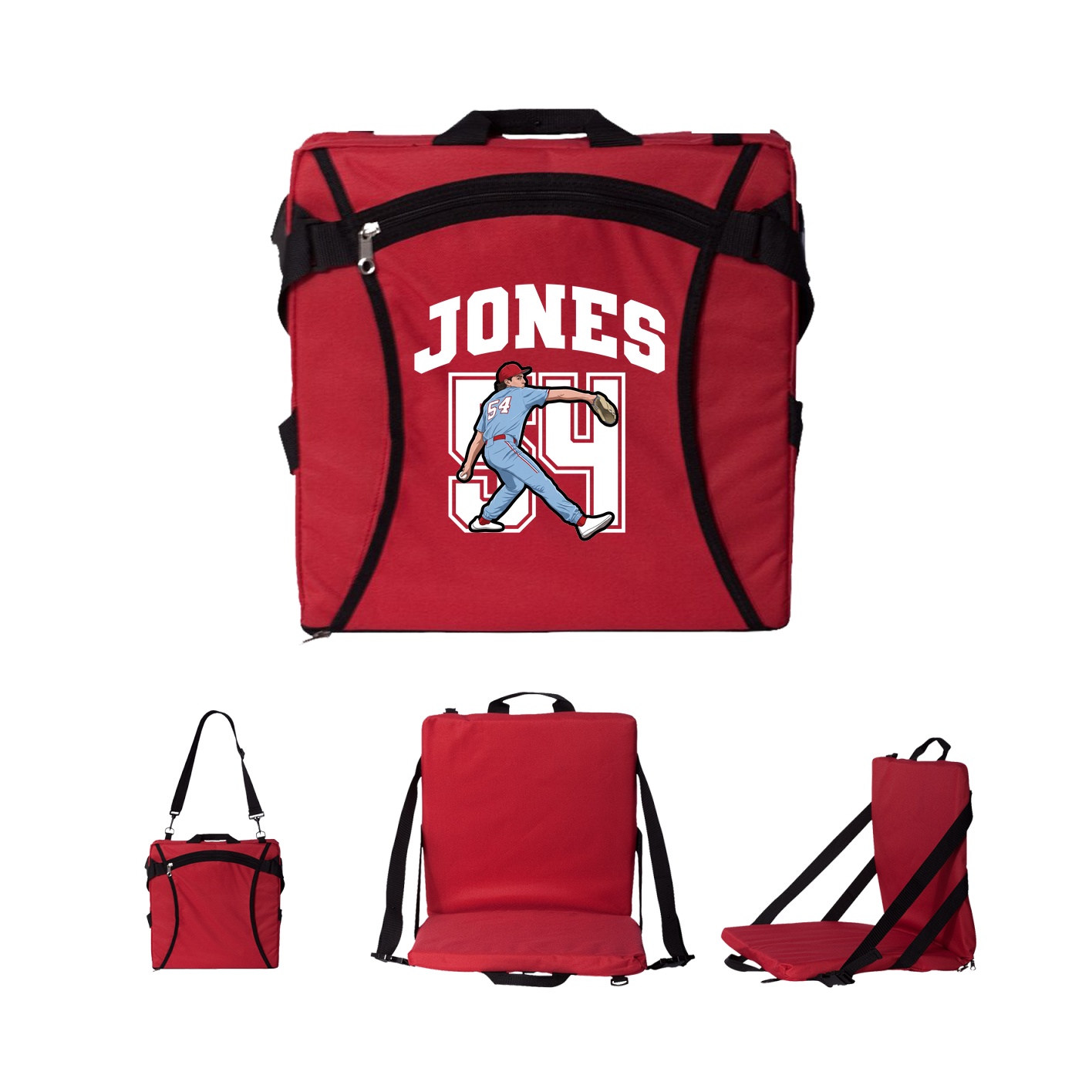 Folding Stadium Seat — Number in Red