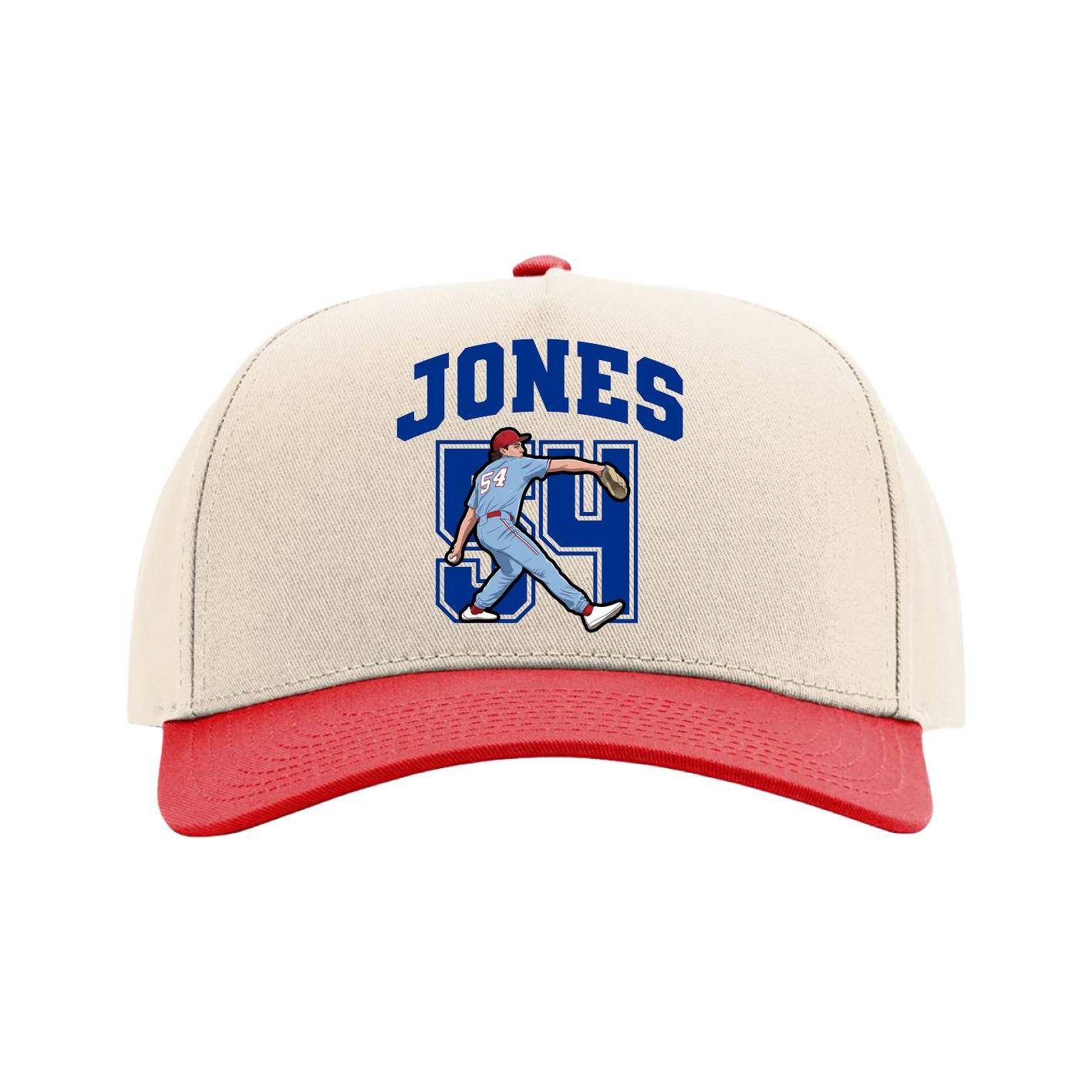 Full Fabric Five-Panel Champ Cap — Number in Cream/Red