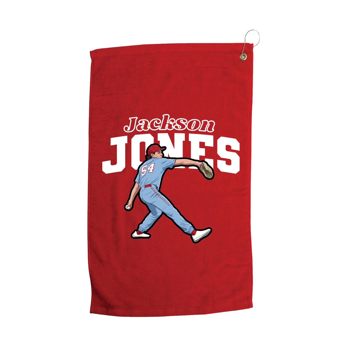 Golf Towel — Name Arch in Red