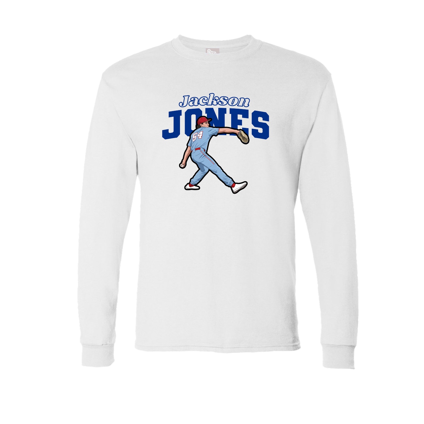 Long Sleeve Tee — Name Arch in White