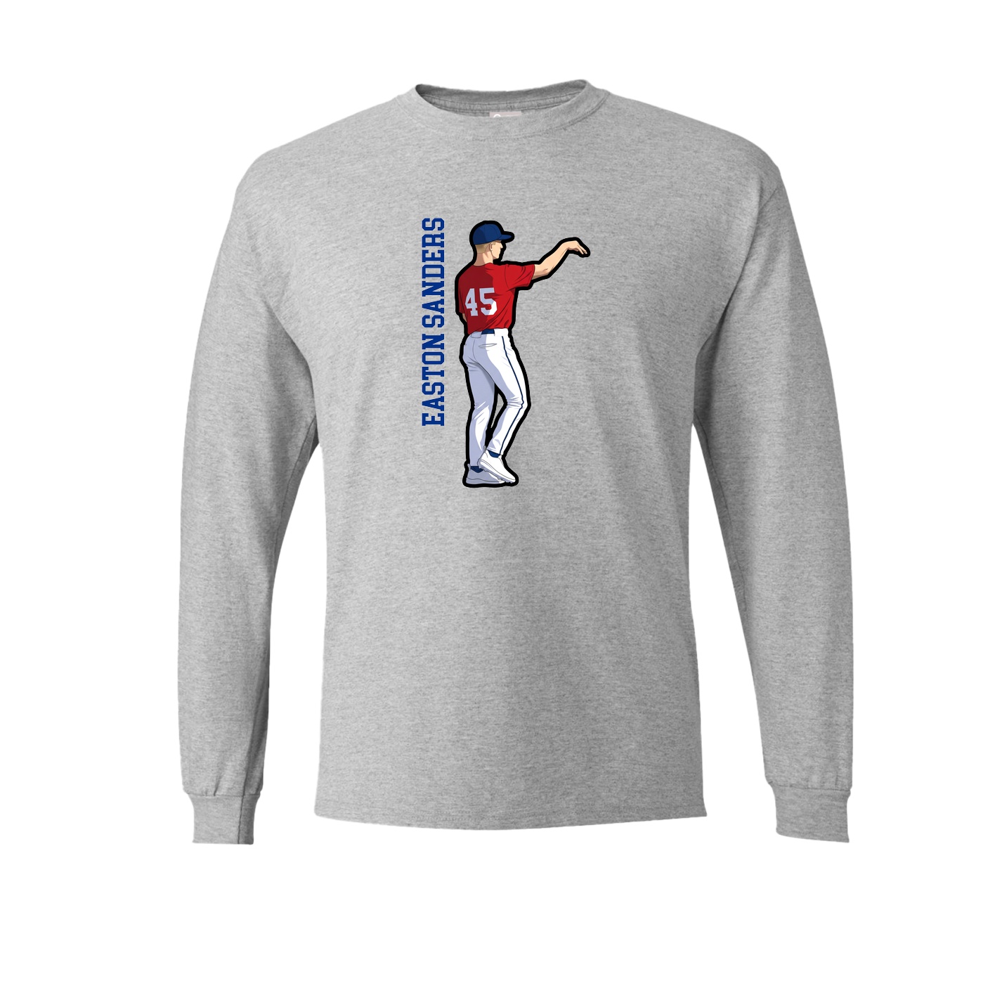 Long Sleeve Tee — Name Vertical in Grey