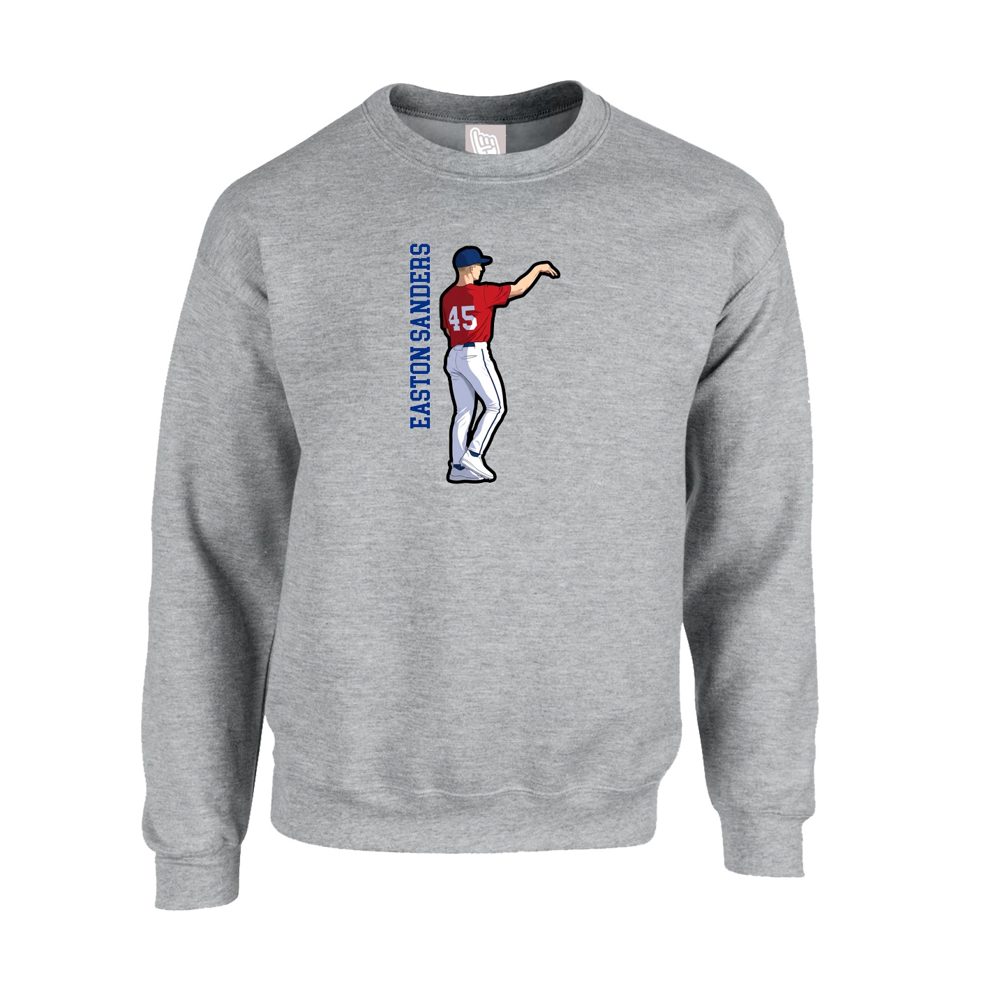 Fleece Crew — Name Vertical in Grey