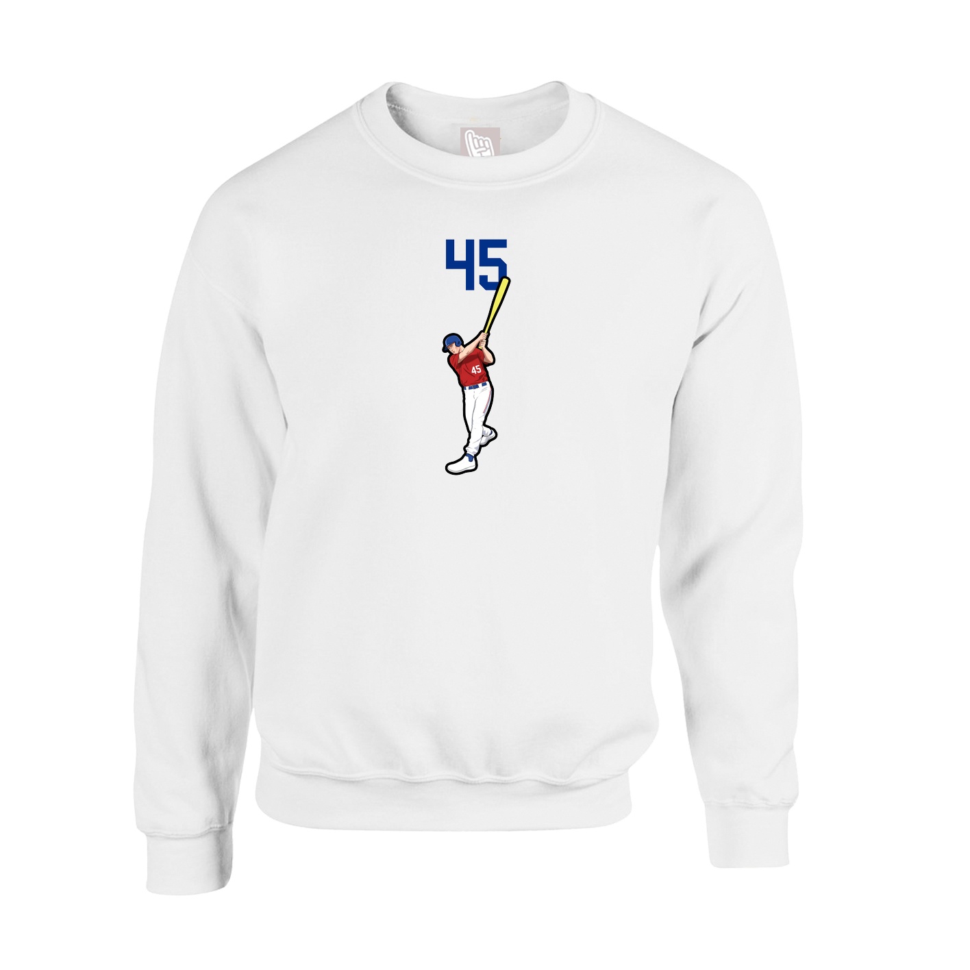 Fleece Crew — Number Top in White