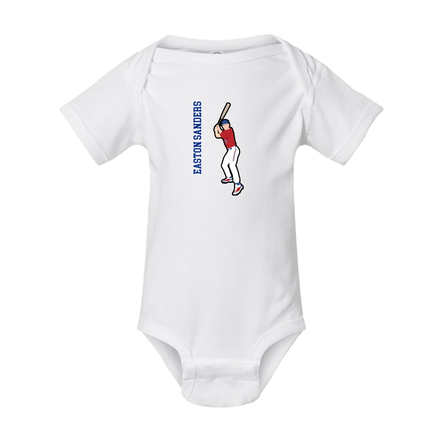 Baby Onesie — Name Vertical in White