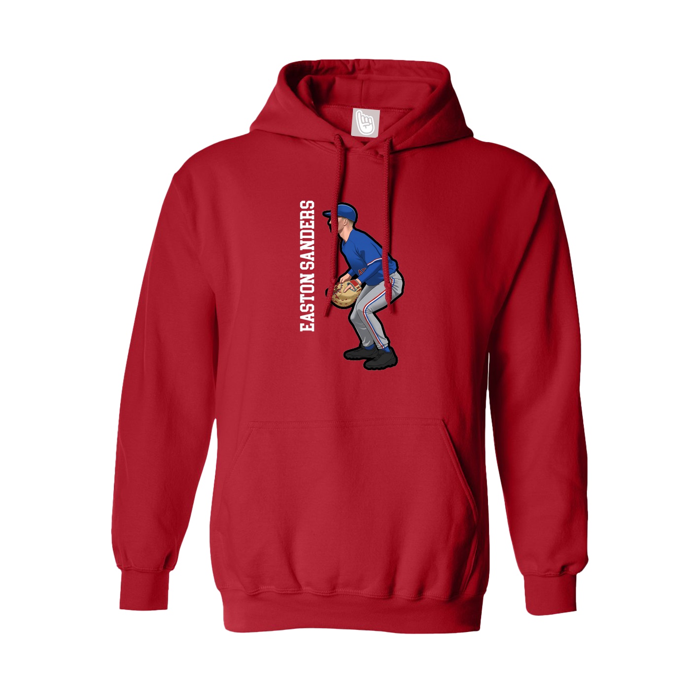 Youth Hoodie — Name Vertical in Red