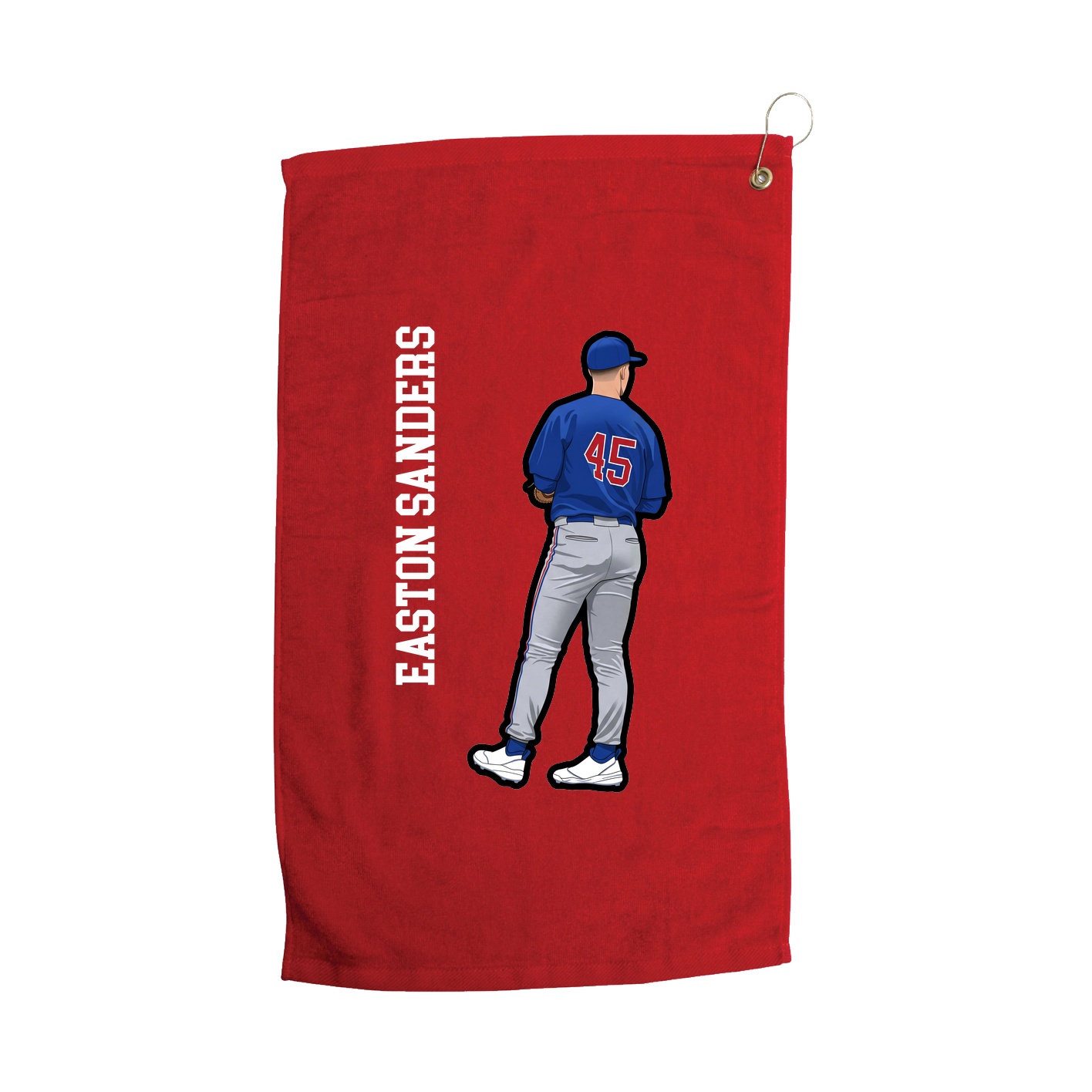 Golf Towel — Name Vertical in Red