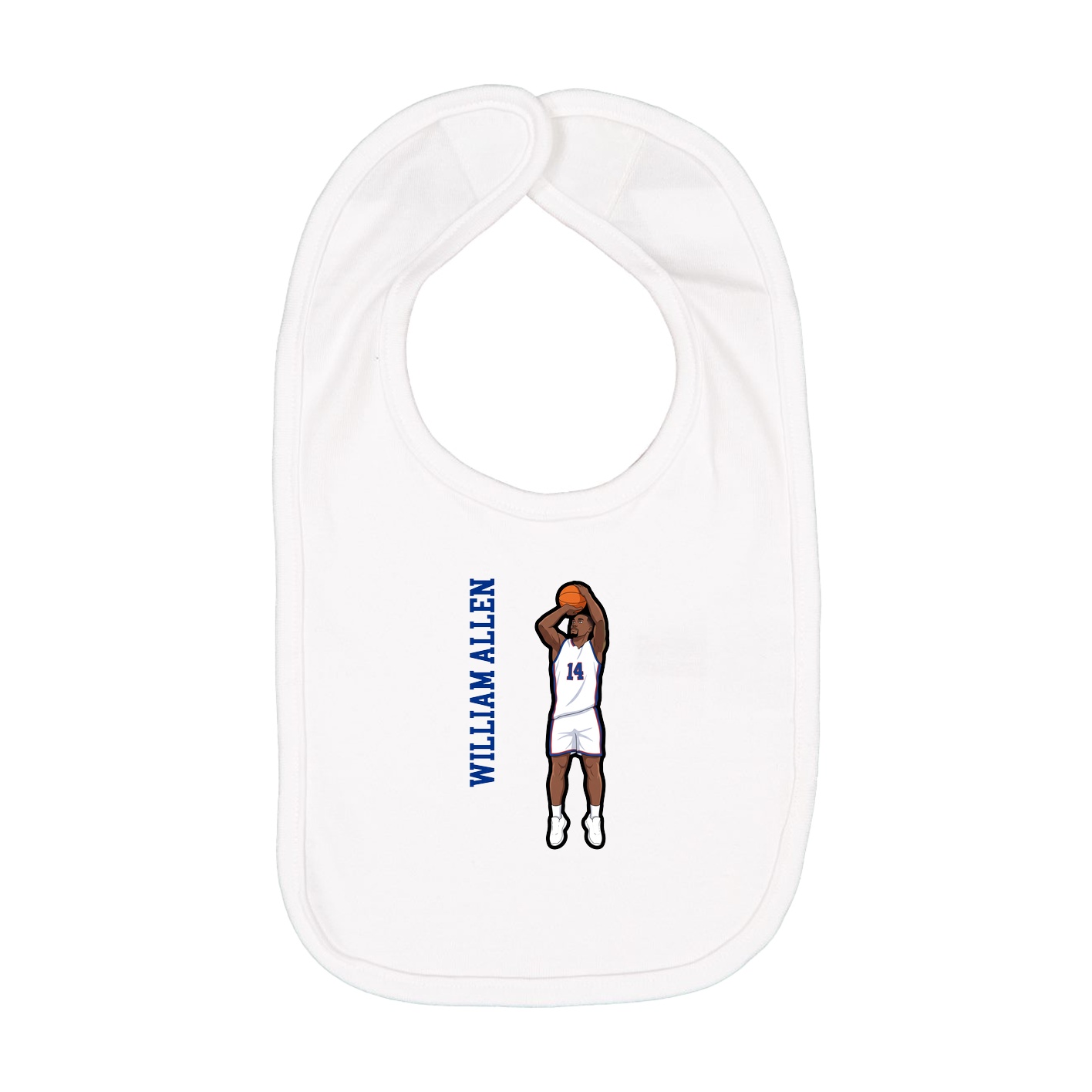 Infant Bib — Name Vertical in White